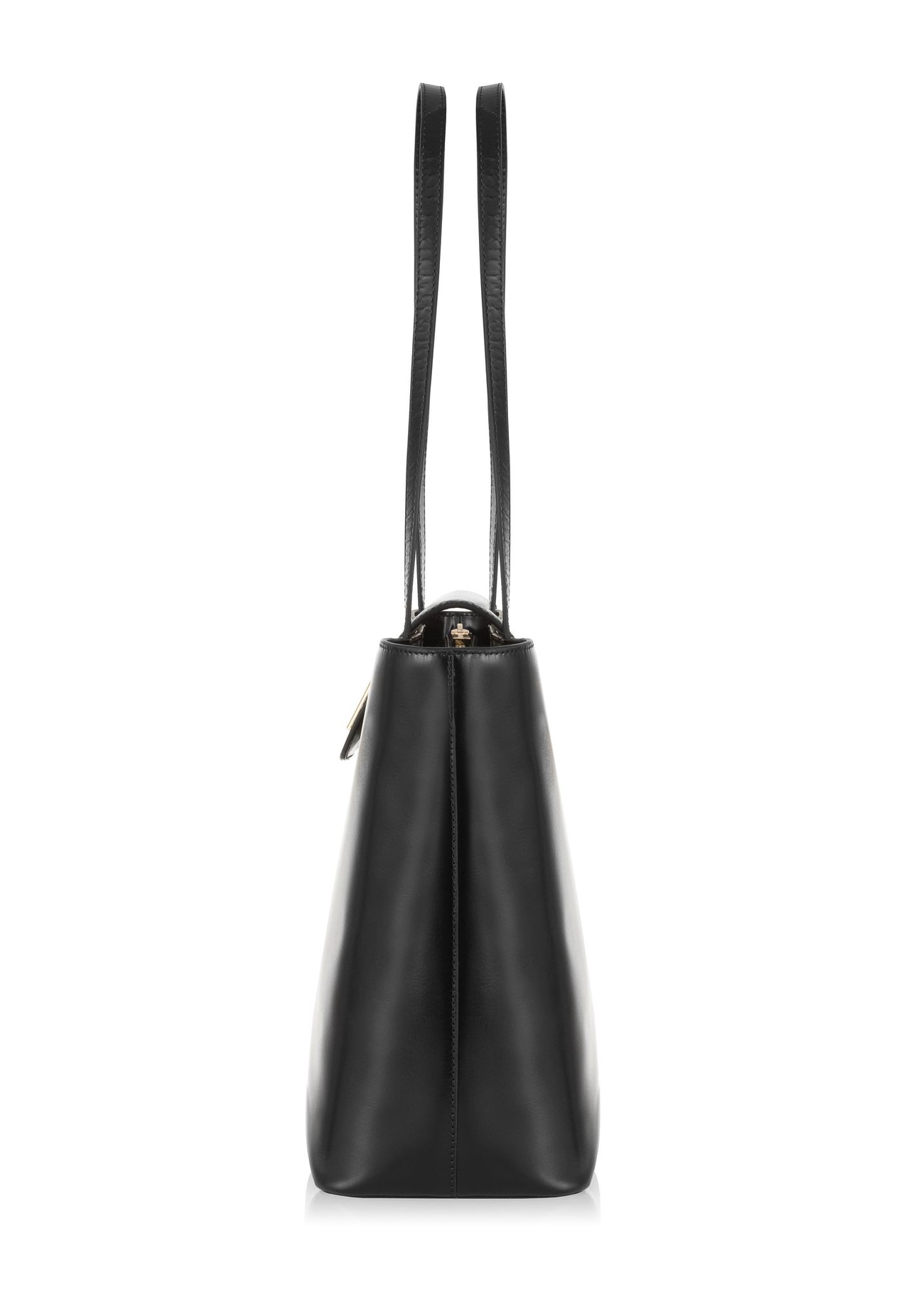 Czarna skórzana torebka shopper TORES-0996-99(W24)-03