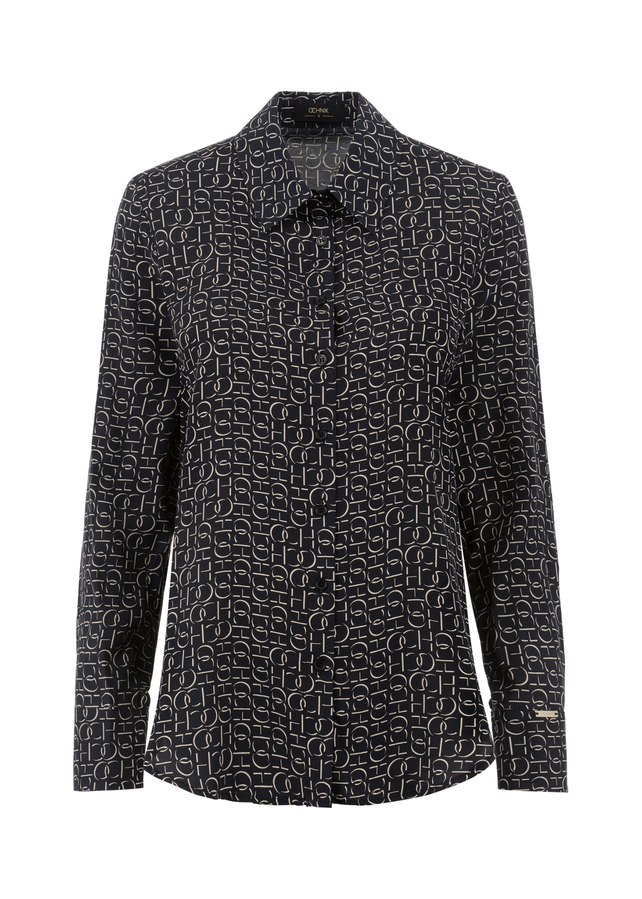 Czarna koszula damska w monogram KOSDT-0143-99(W23)-05