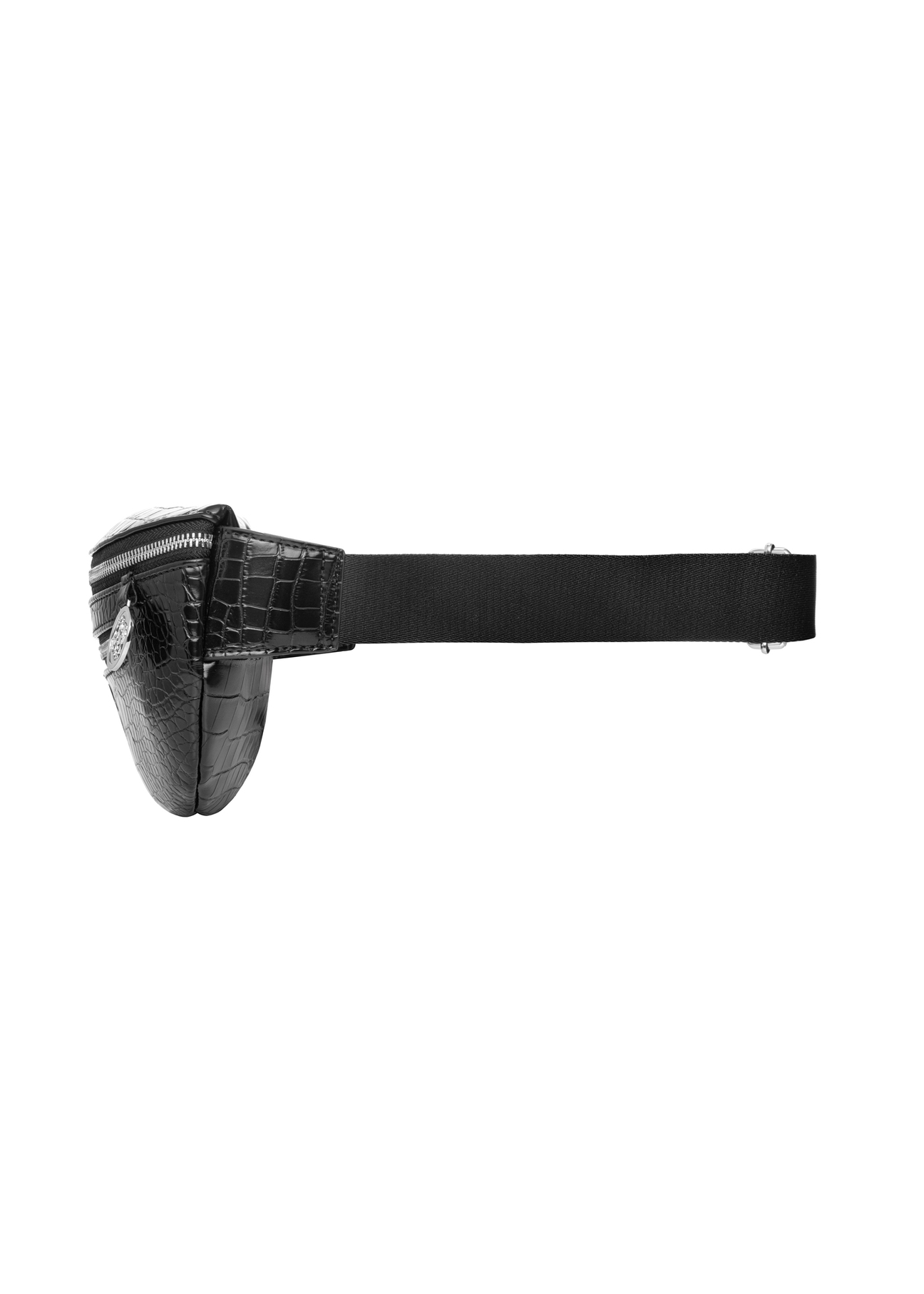 Czarna nerka damska croco TOREC-1338-9G(Z26), widok produktu z boku na białym tle.