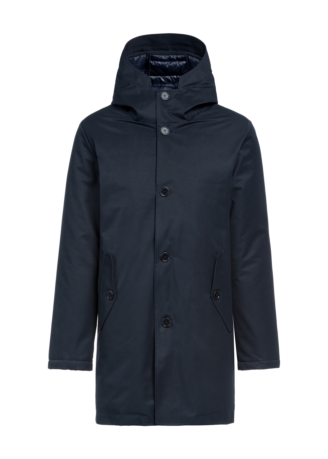 Granatowa kurtka męska zimowa KURMT-0387-69(Z25), widok produktu od przodu na białym tle.