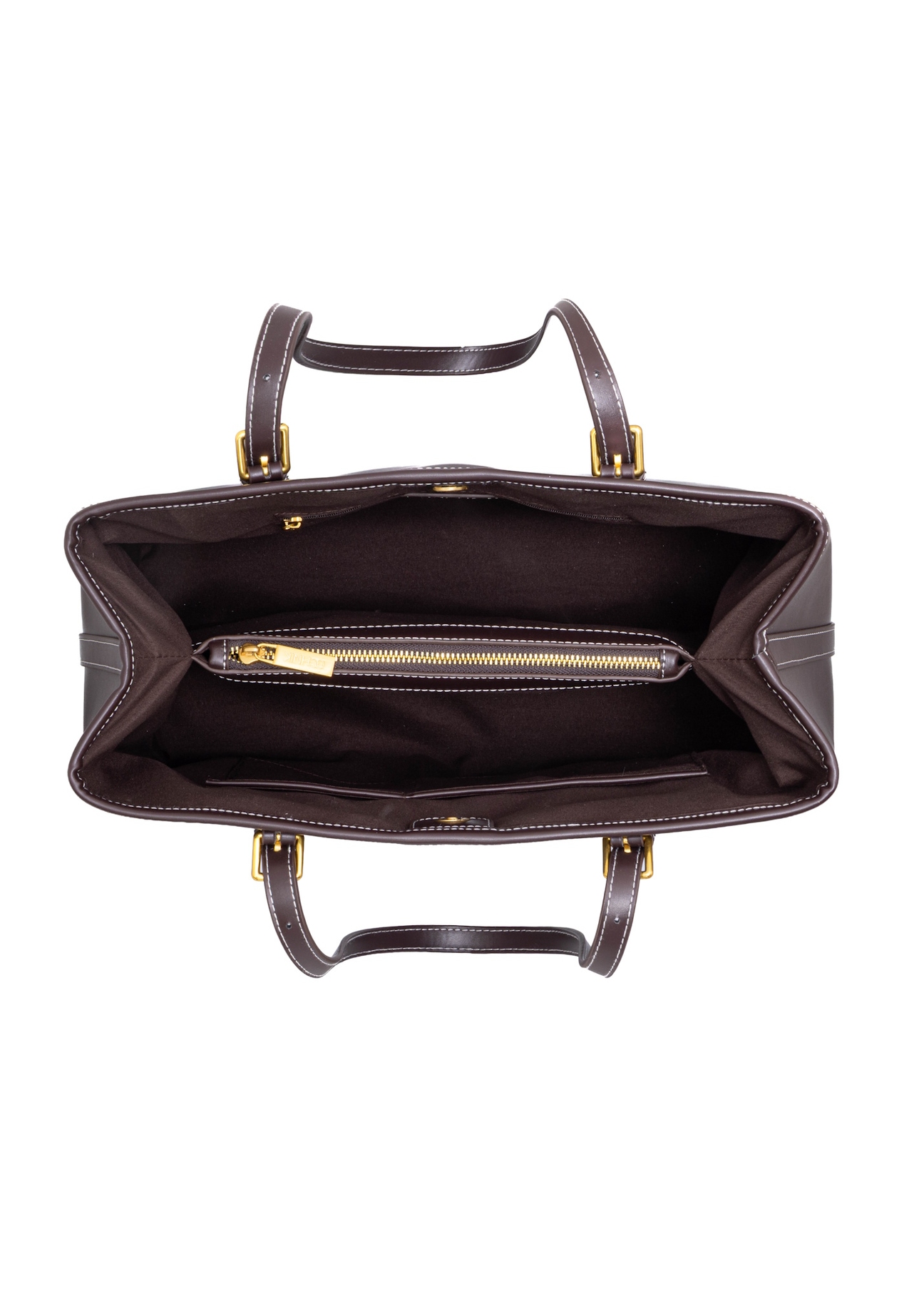 Brązowa duża torebka shopper TOREC-1381-1H(Z26), widok produktu w środku na białym tle.