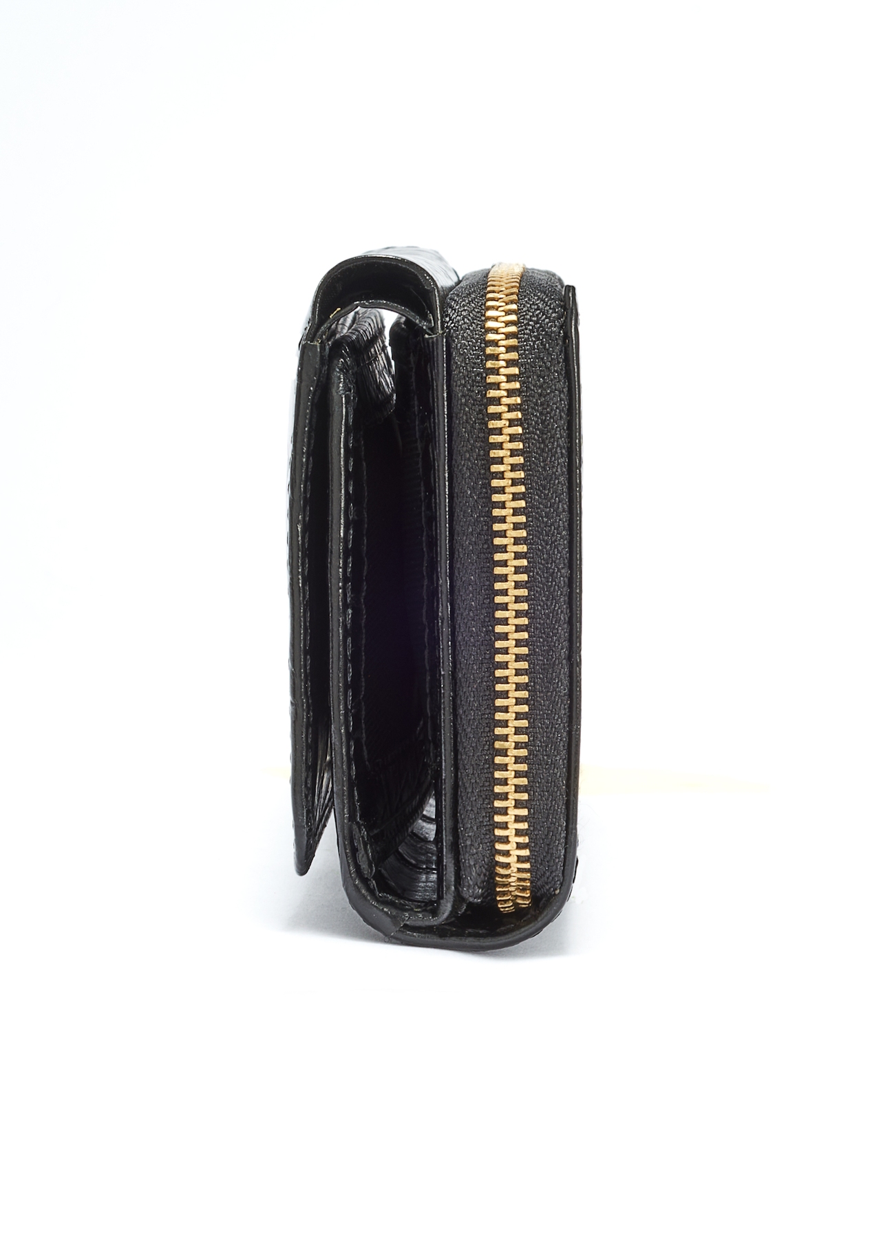 Czarny skórzany portfel damski croco PORES-0956-99(W25)