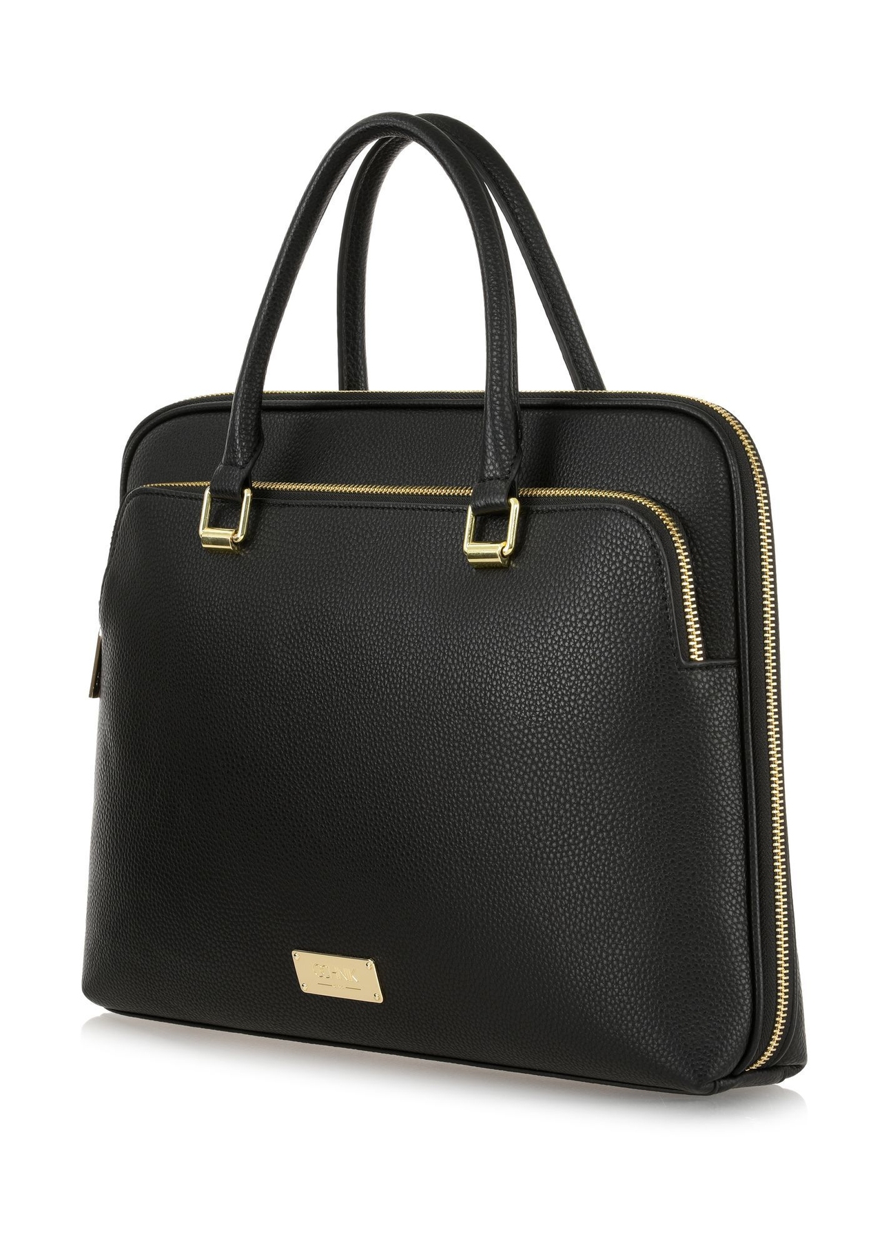 Czarna damska torba na laptopa TOREC-0978A-99(Z25) - widok produktu po skosie na białym tle. 