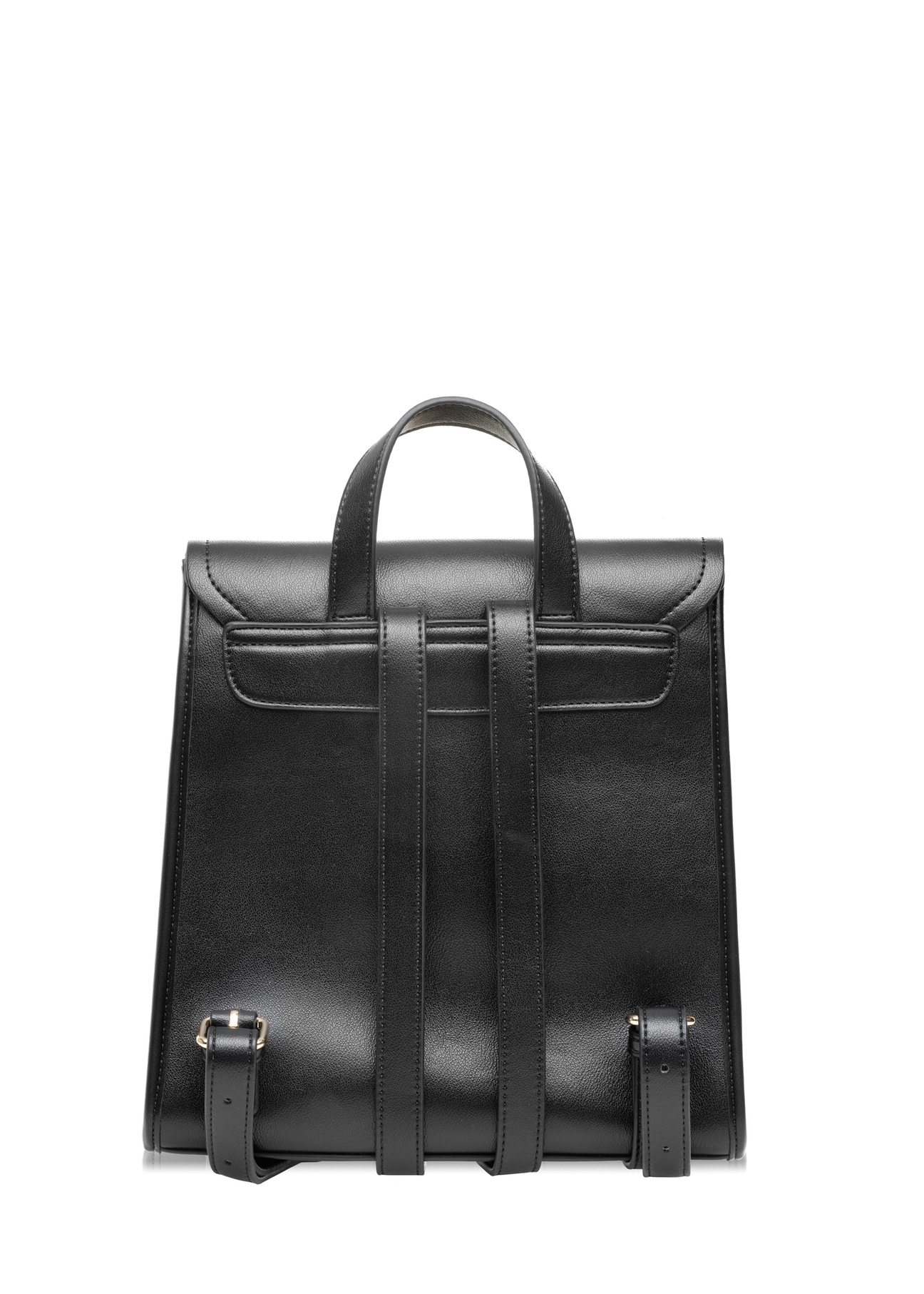 Czarny średni elegancki plecak damski TOREC-0985A-99(Z25), widoczny produkt od tyłu na białym tle.