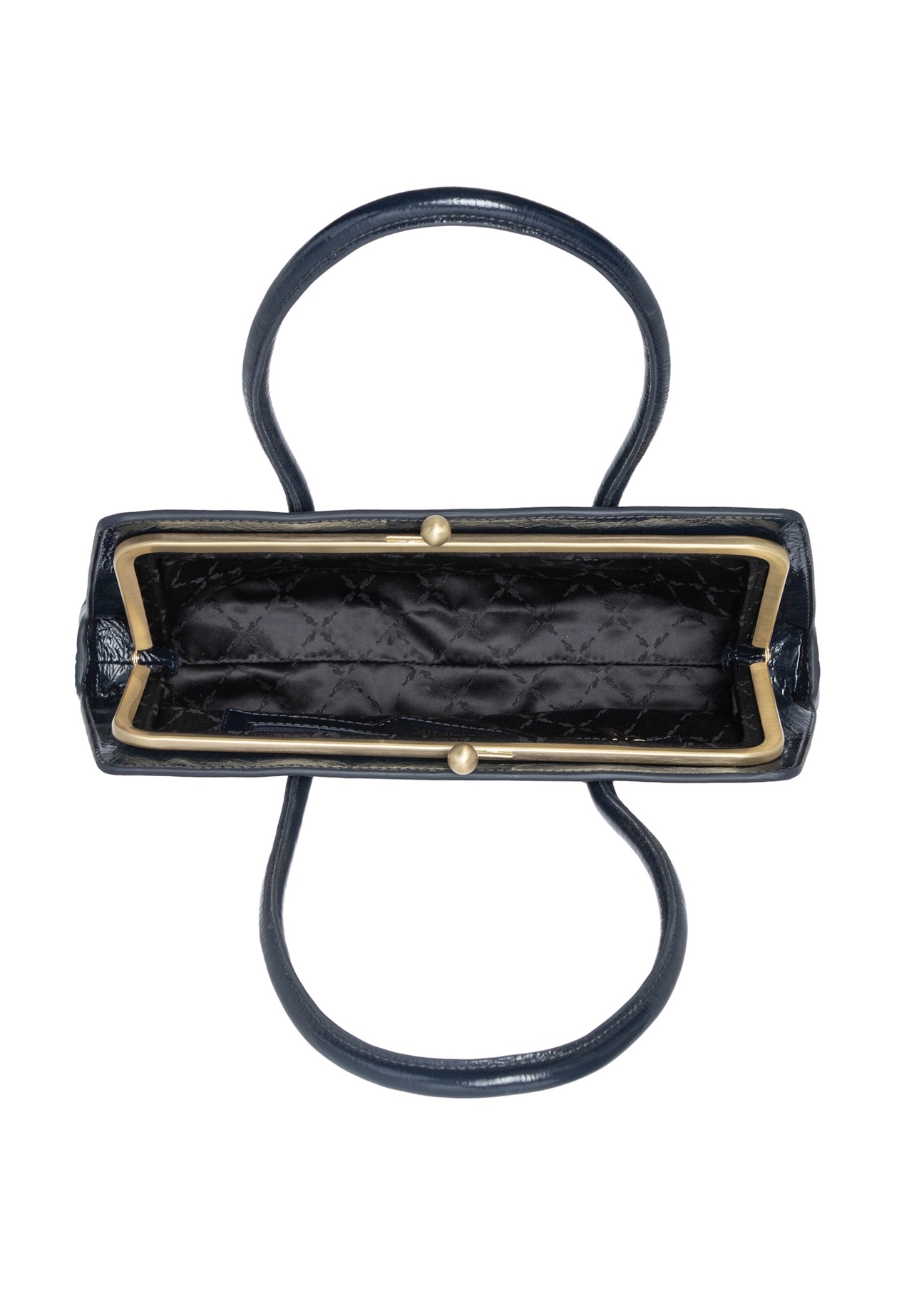 Ciemnogranatowa mała skórzana torebka damska TORES-1293-7EW26), widok produktu w środku na białym tle.