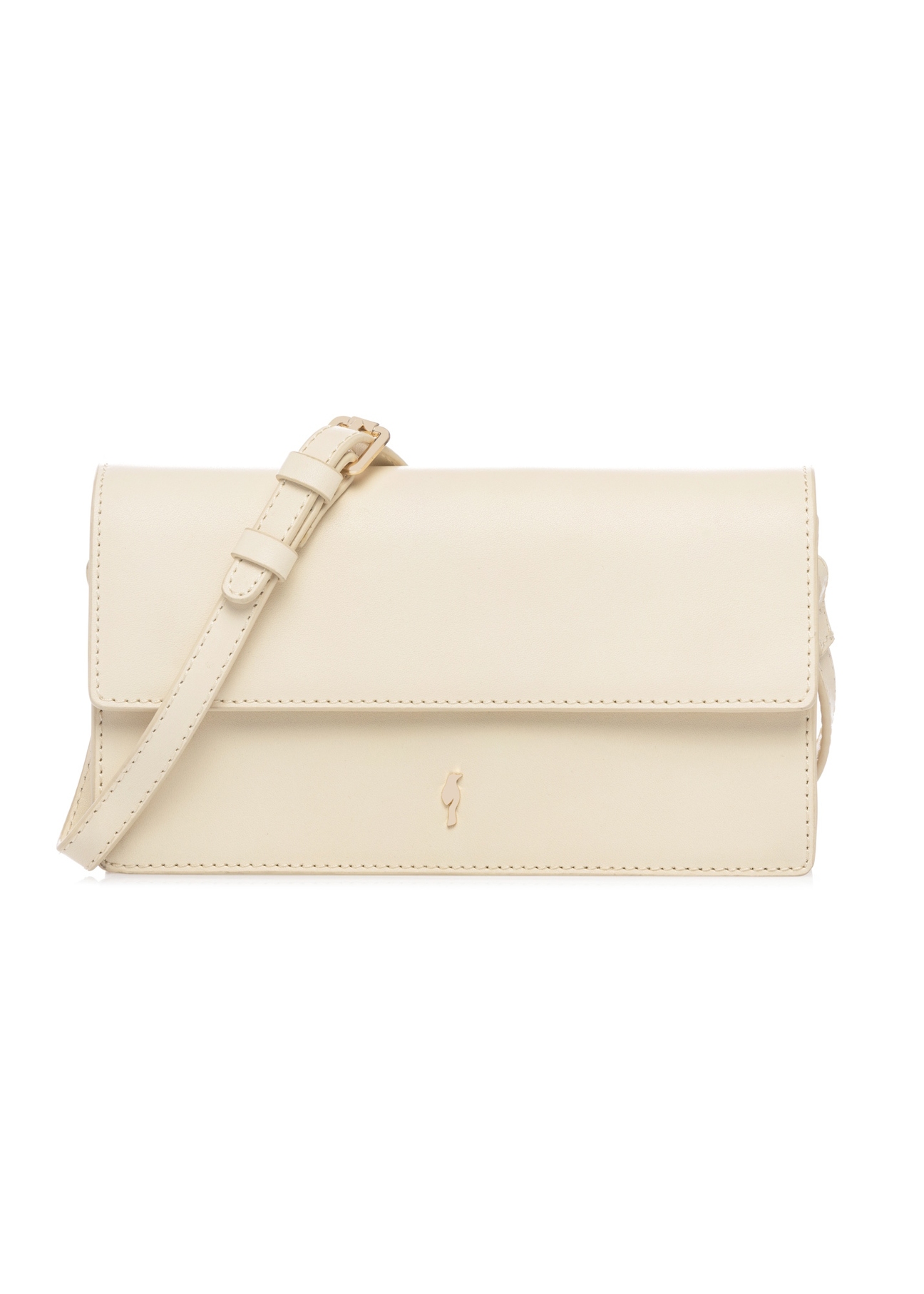 Mała skórzana torebka damska na ramię TORES-1290-2A(W26), widok produktu z przodu na białym tle.