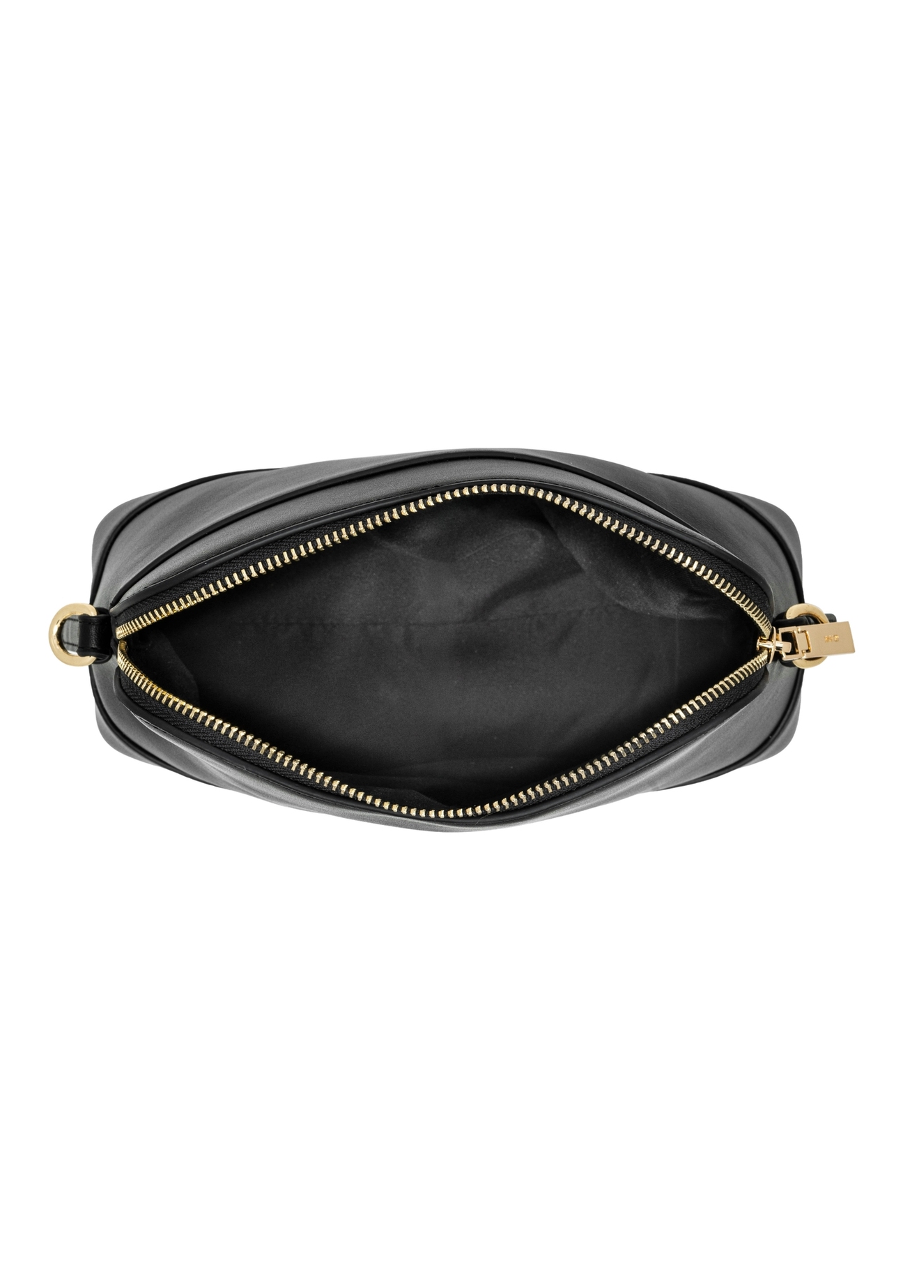 Czarna torebka damska na ramię TOREC-1180-99(W26) - widok produktu z góry, na białym tle. 