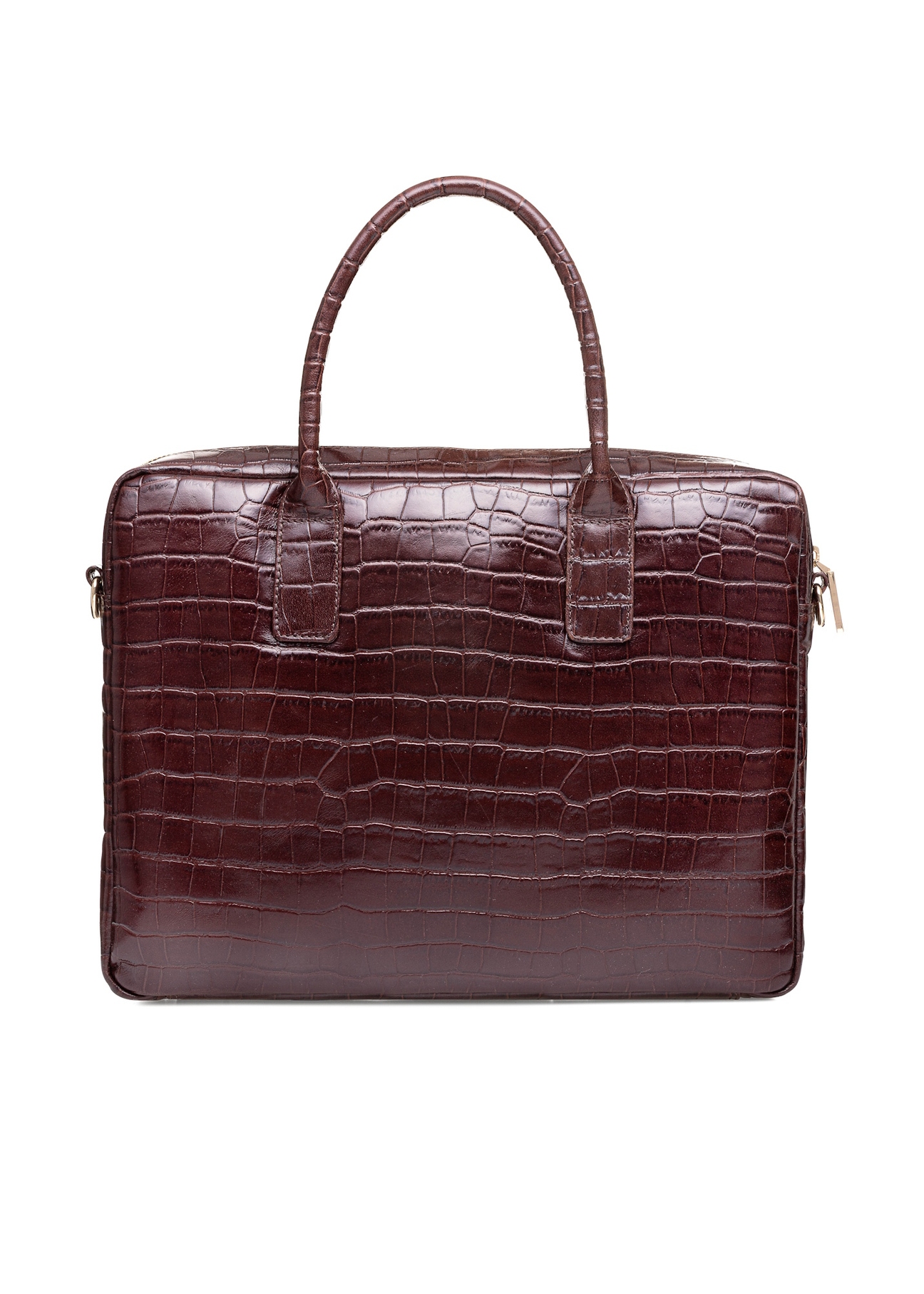 Skórzana elegancka torba damska croco TORES-1128E-89(Z25), widok produktu z tyłu na białym tle.  