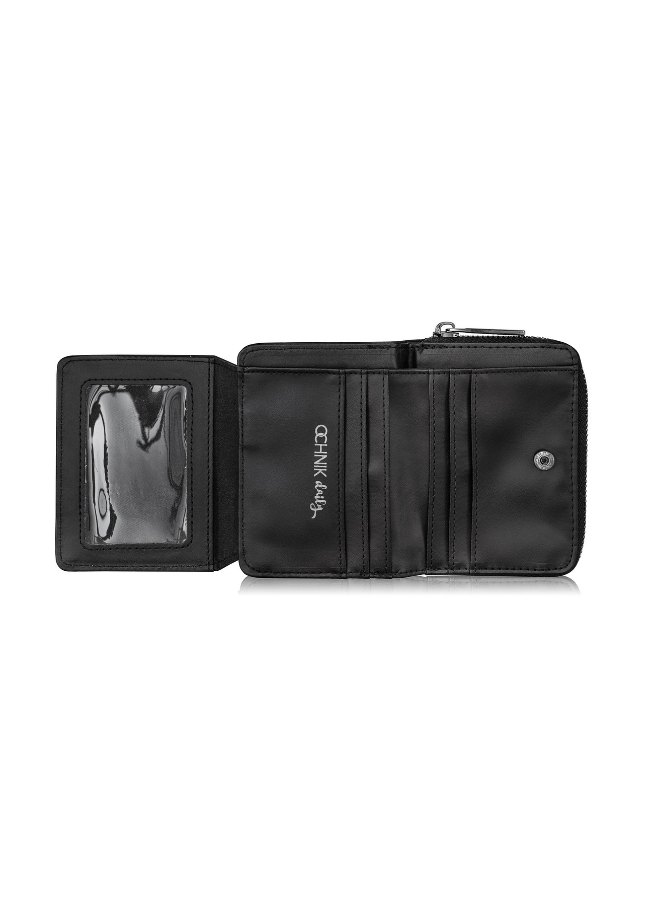 Czarny mały portfel z monogramem damski POREC-0341-99(Z23)-05