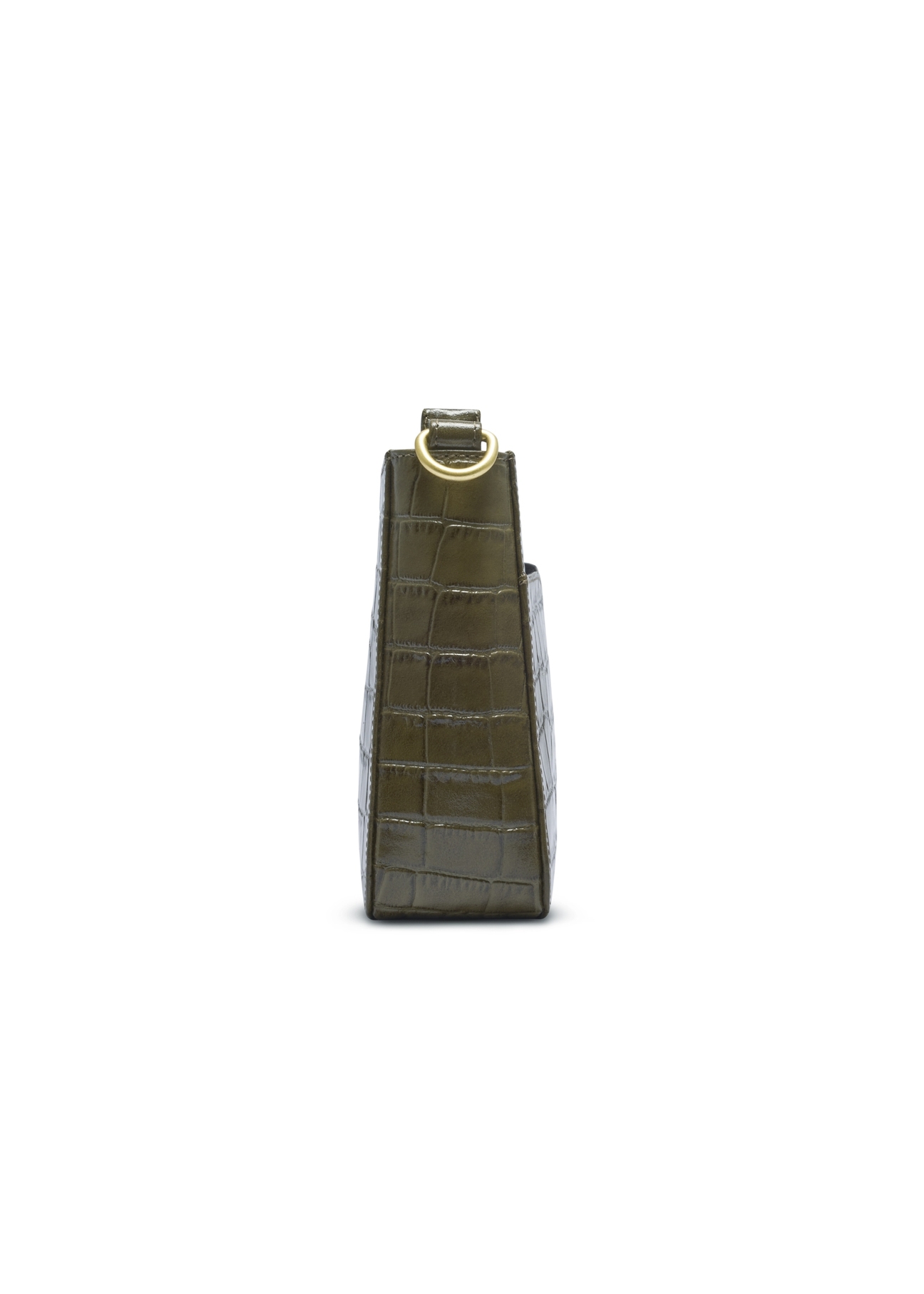 Skórzana khaki torebka croco TORES-1326-8D(Z26), widok produktu z boku na jasnym tle.