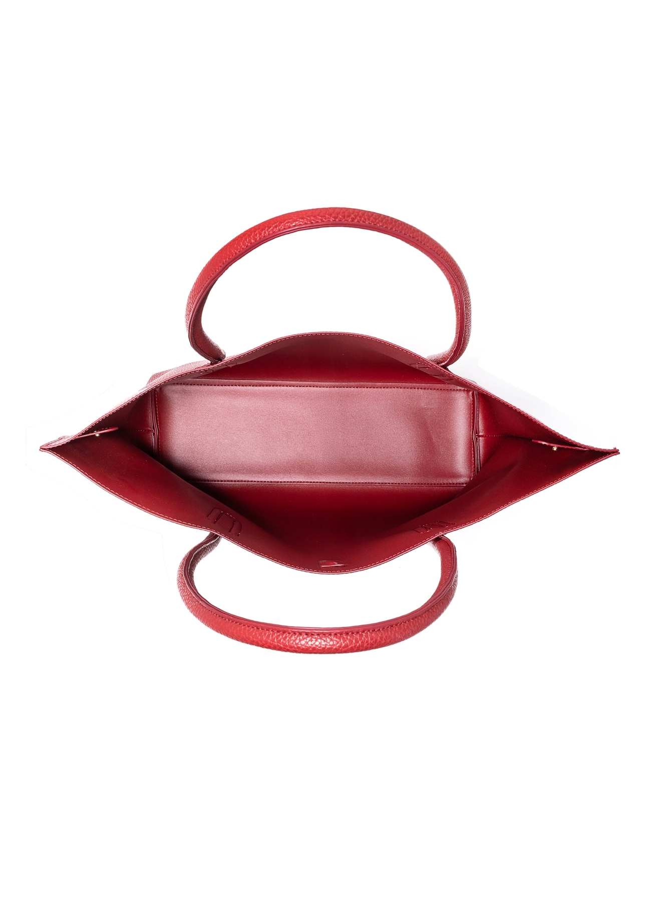 Czerwona torebka shopper damska TOREC-0938B-41(Z25), widok produktu od góry na białym tle.