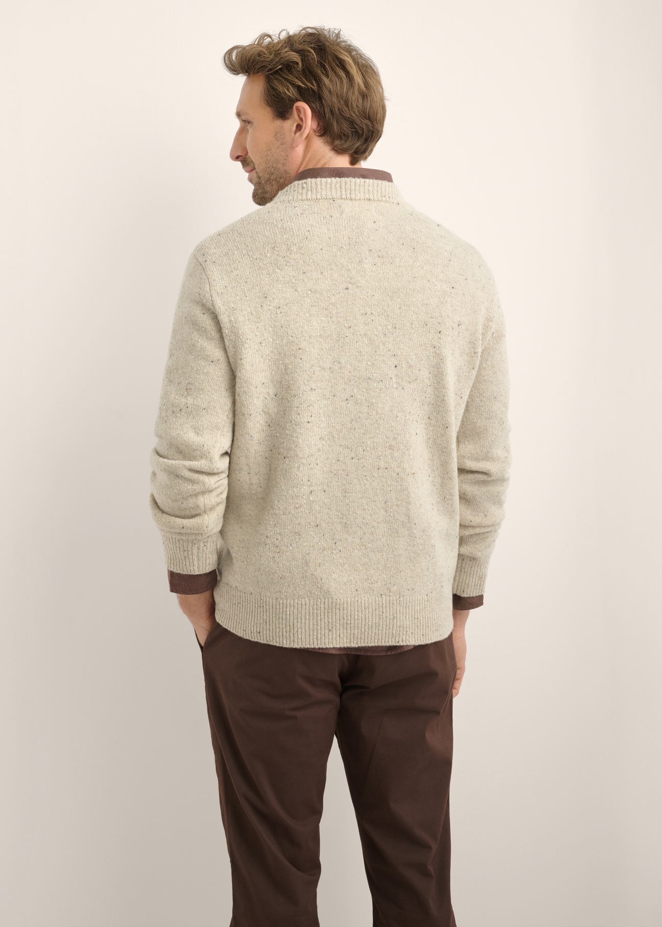 Wełniany sweter męski w romby SWEMT-0216-1A(Z26)
