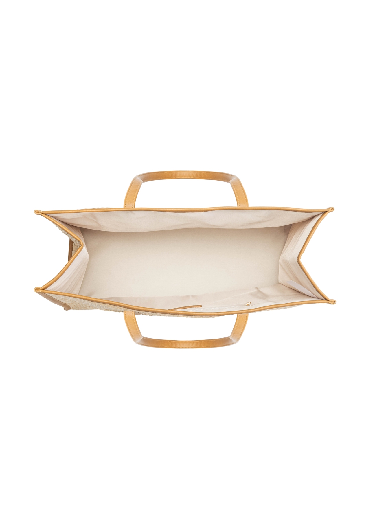 Duża słomkowa torebka damska TOREC-1224-1E(W26) - widok produktu z góry, na białym tle. 