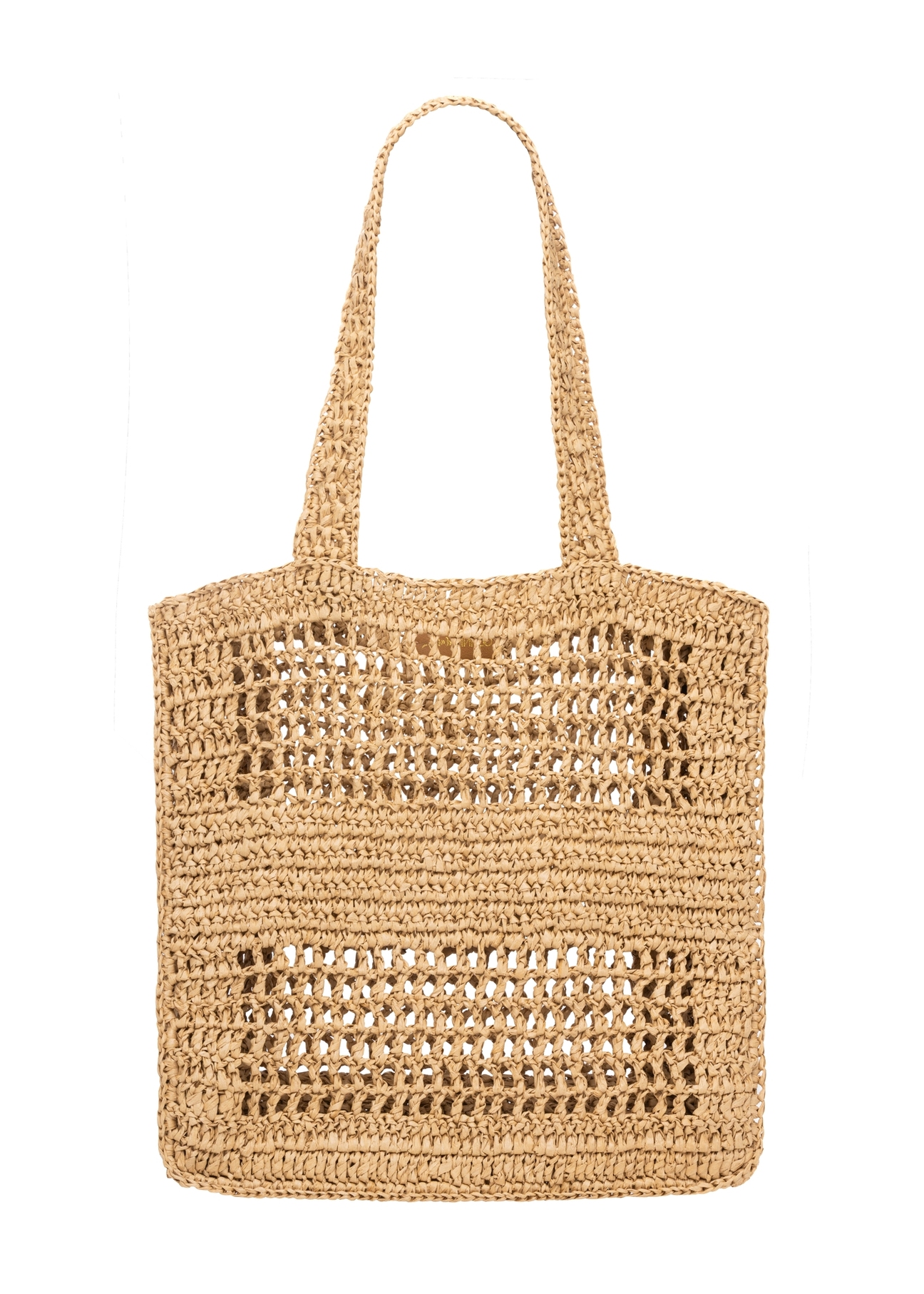 Słomkowa torebka damska w kolorze naturalnego beżu TOREC-1221-1E(W26), widok produktu z tyłu na białym tle.