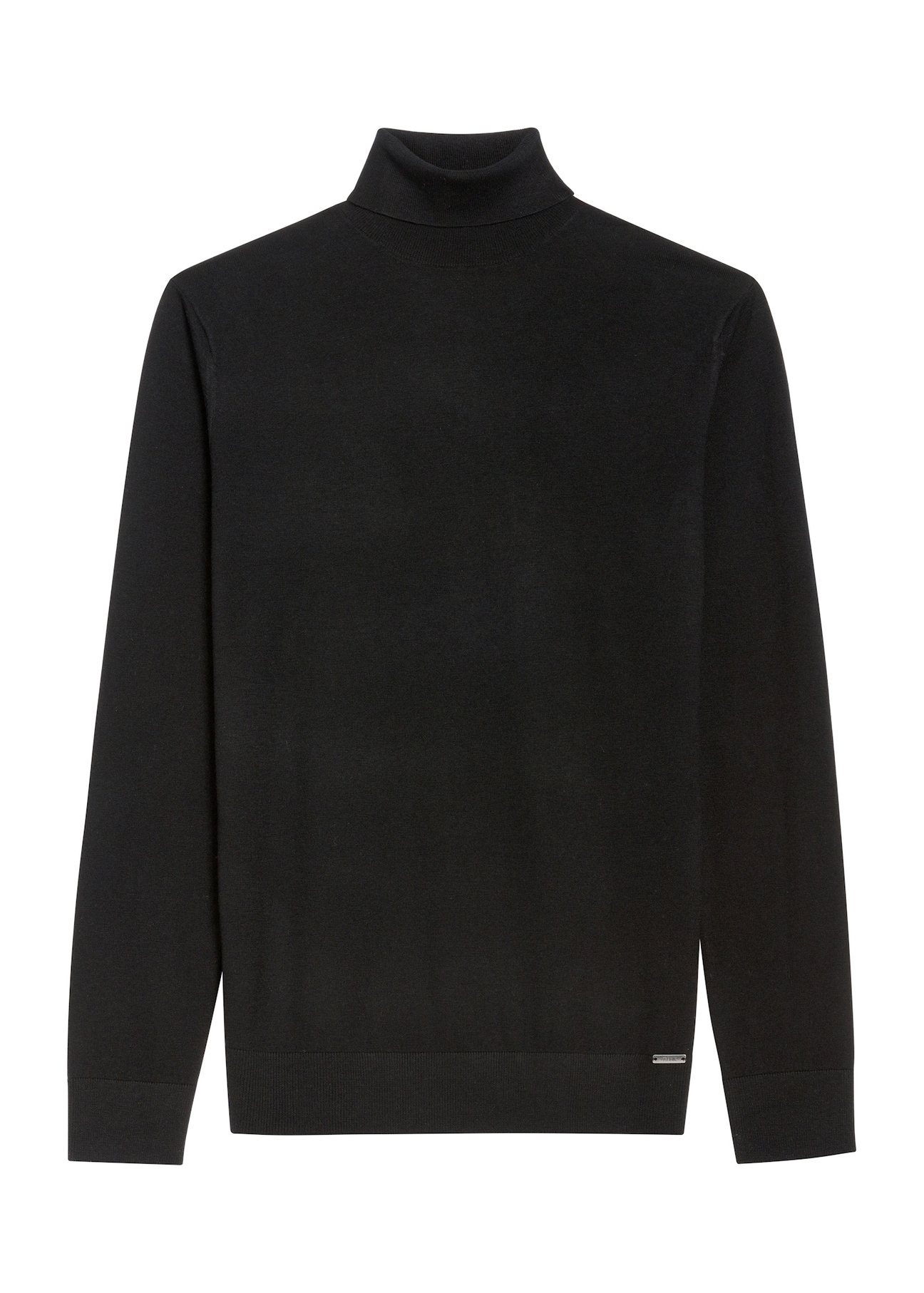 Czarny sweter męski z golfem SWEMT-0185-99(Z25), widok produktu z przodu na białym tle.