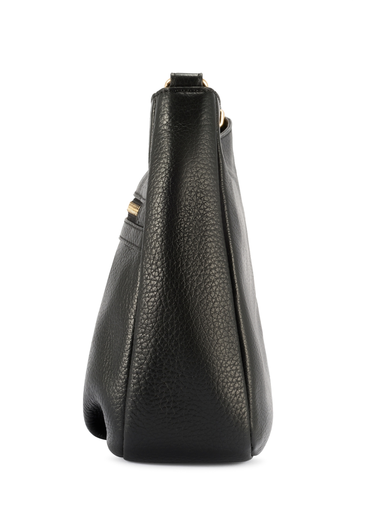 Czarna torebka damska na ramię TORES-1213-9I(W26), widok produktu od boku na białym tle.