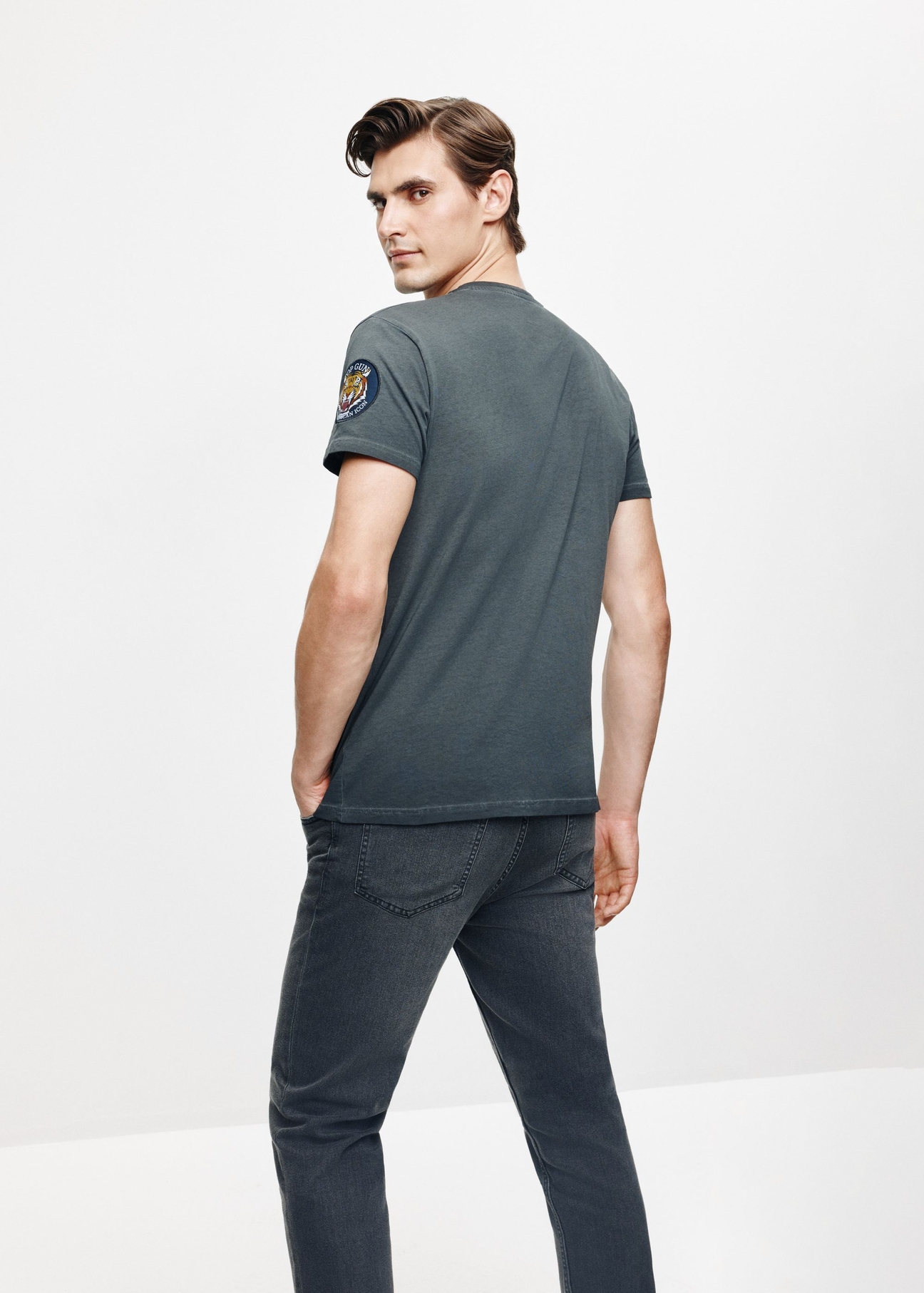 Czarny t-shirt męski bawełniany TOP GUN TSHMT-0117-99(Z24)