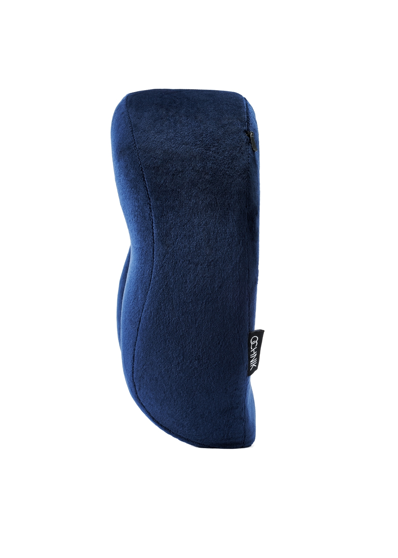 Granatowa poduszka podróżna AW-014-0002-69(W25), widok produktu bokiem na białym tle.