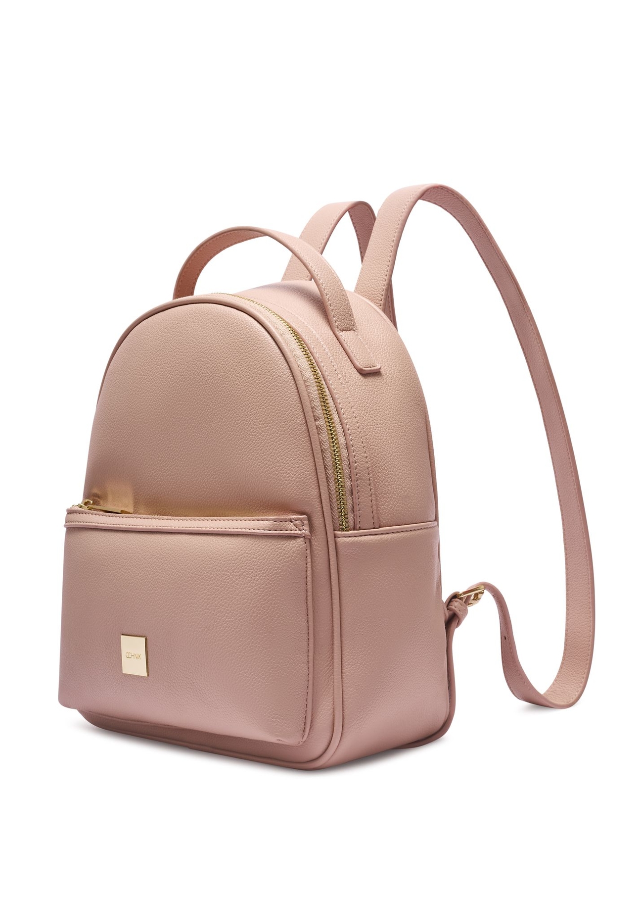 Różowy damski średni plecak TOREC-0920-5A(W26) - widok produktu po skosie, na białym tle. 