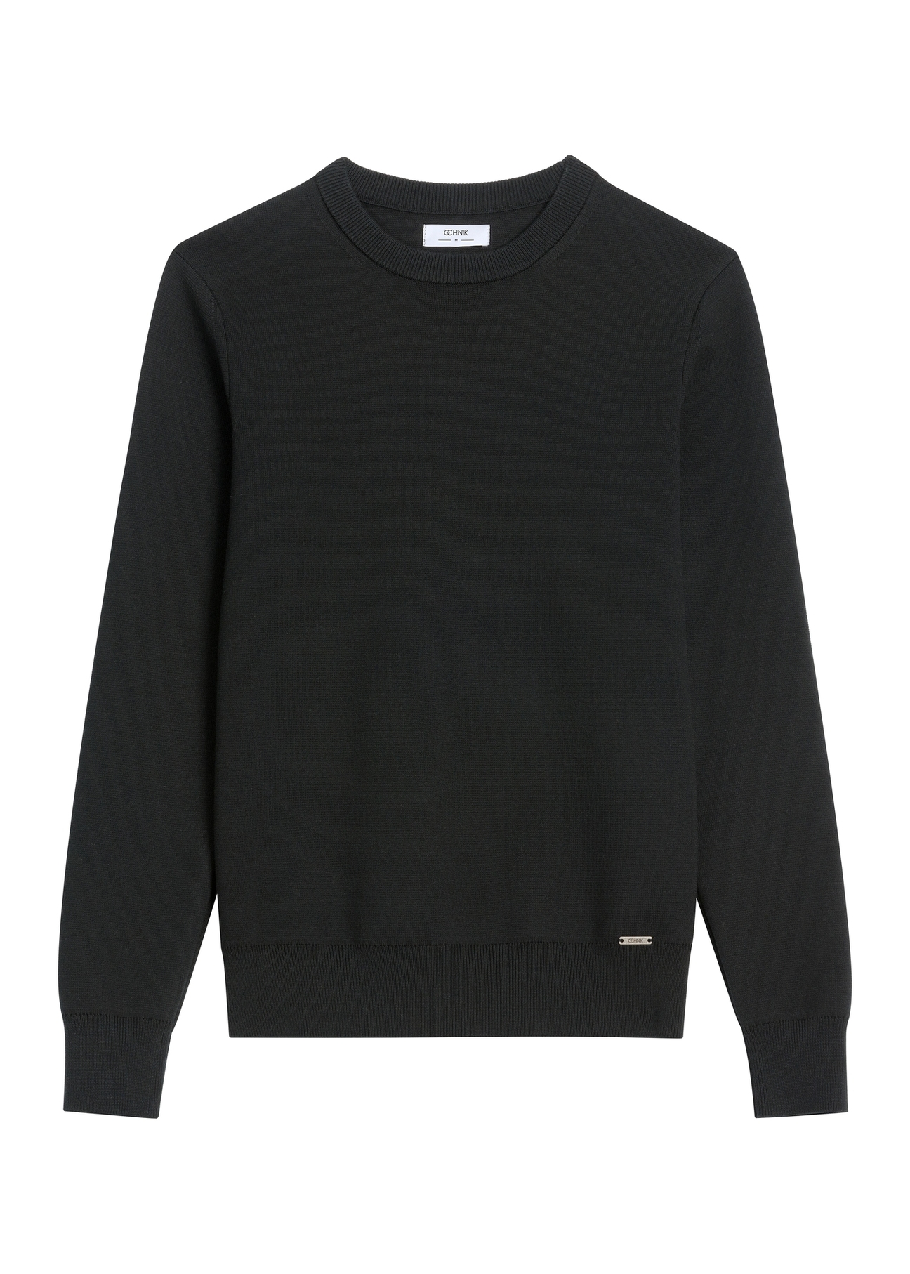Czarny sweter męski SWEMT-0217-99(Z26), widok produktu z przodu na białym tle.