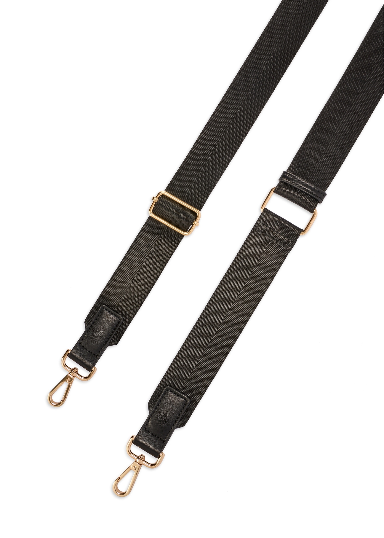 Czarna duża nerka damska TOREN-0345-99(W26) - widok na paski, na białym tle. 