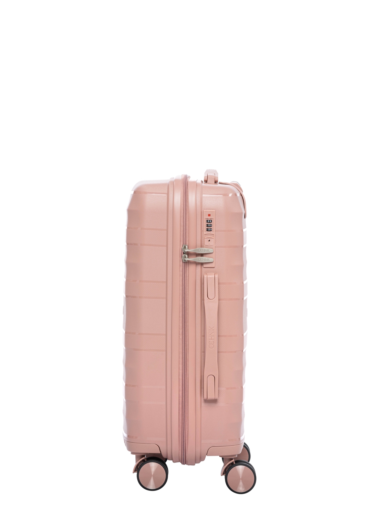 Mała walizka na kółkach WALPP-0024-5B-19(W26), widok produktu od boku na białym tle.