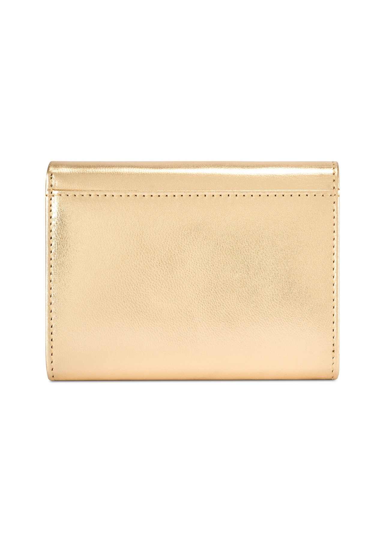 Złoty skórzany portfel damski PORES-0959-2X(W26) - widok produktu z tyłu, na białym tle. 