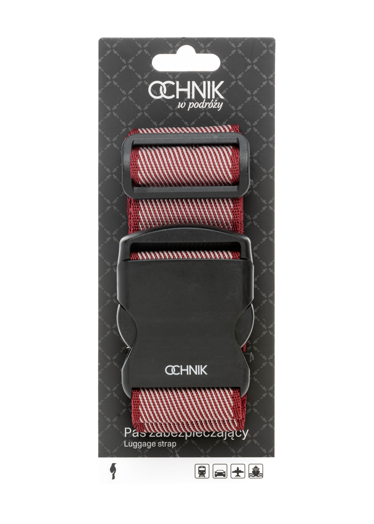 Pas bagażowy AW-011-003-4P(W26), widok produktu od przodu w opakowaniu na białym tle.