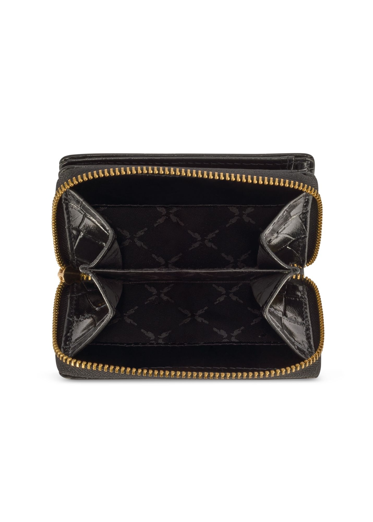 Czarny portfel damski croco PORES-0888-9G(W26), widok produktu w środku na białym tle.