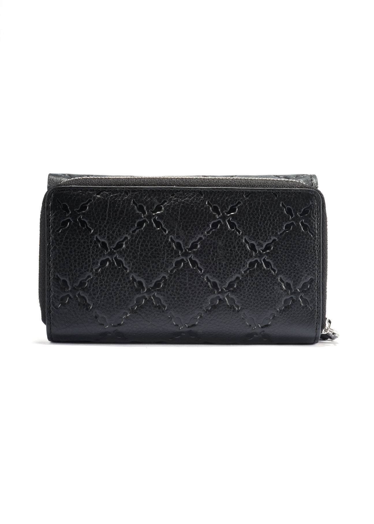 Czarny skórzany portfel damski z monogramem PORES-0882A-99(W25)