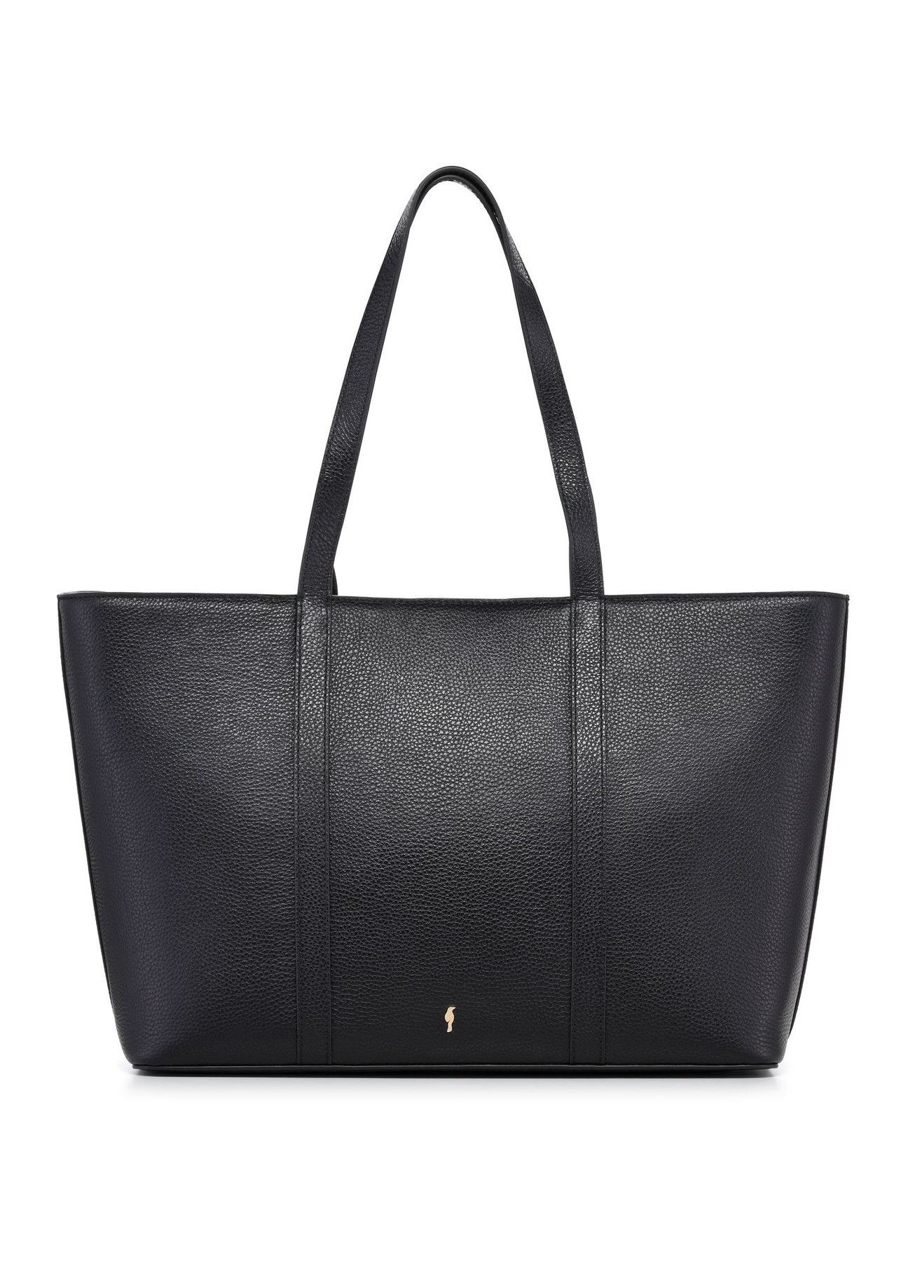 Czarna skórzana torebka shopper TORES-1273-9I(W26) - widok produktu z przodu na białym tle. 