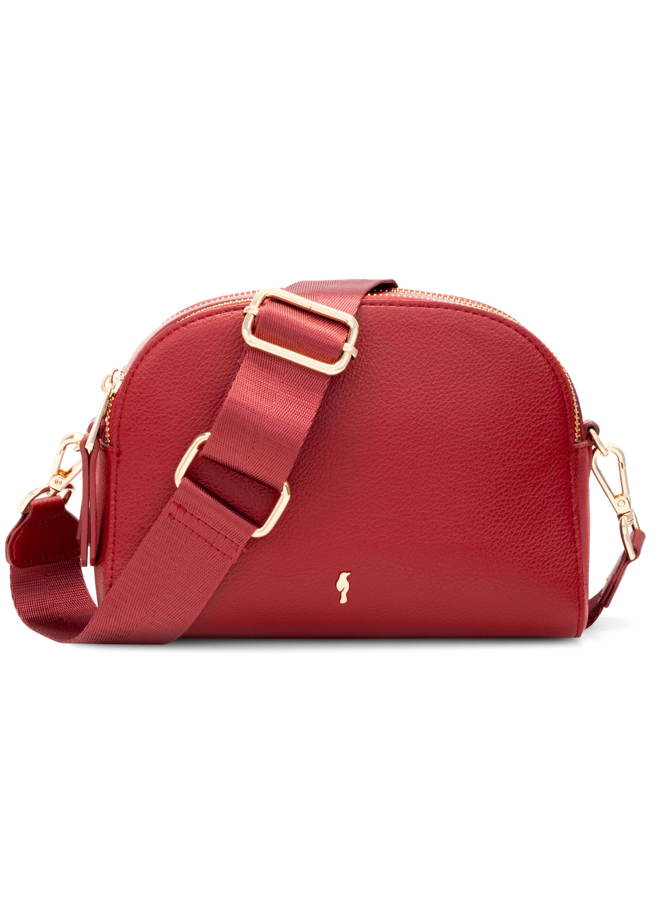 Mała czerwona torebka damska TOREC-0036E-42(Z25), widok produktu z przodu na białym tle.