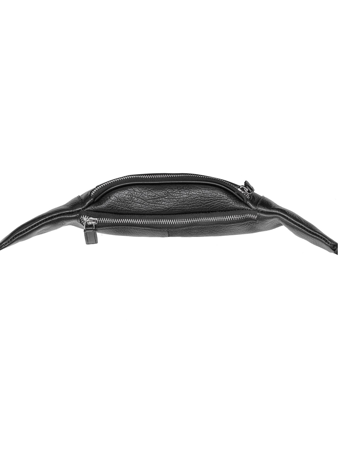 Czarna skórzana nerka męska z logo TORMS-0295A-99(Z25) - widok produktu z góry na białym tle. 