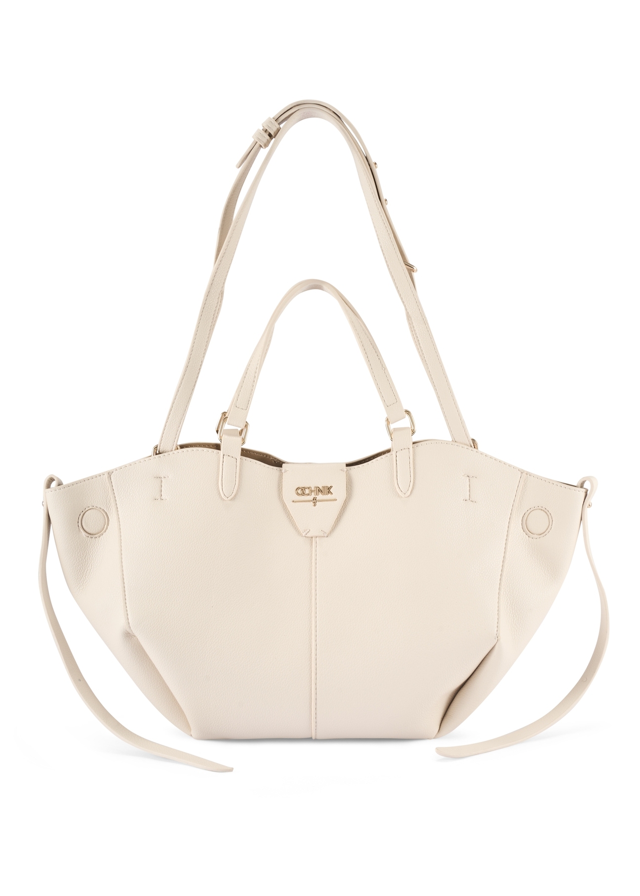 Biała torebka damska na ramię TOREC-1231-0B(W26) - widok produktu z przodu, na białym tle. 