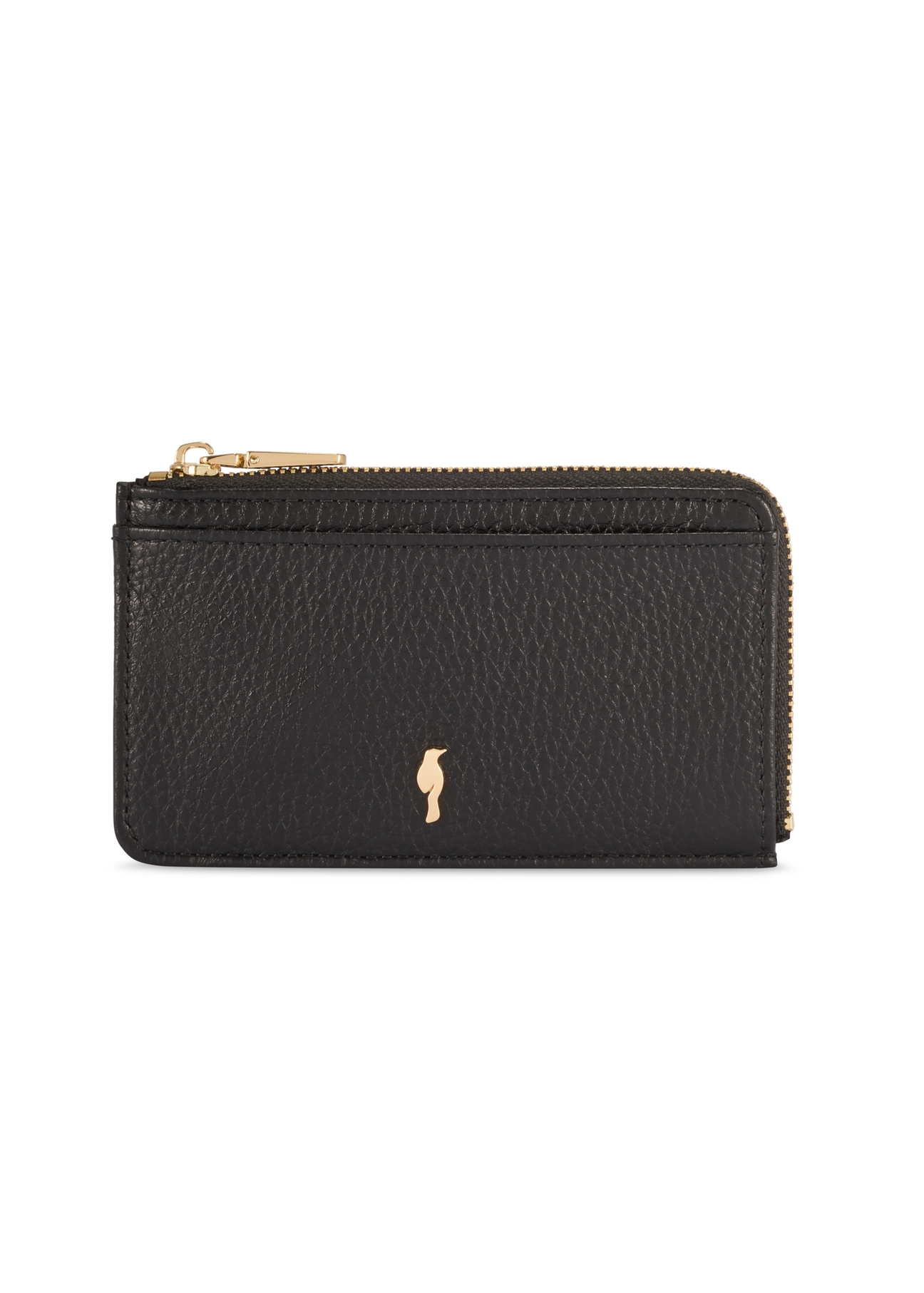 Czarny mały skórzany portfel damski PORES-0978R-9I(W26), widok produktu z przodu na białym tle.