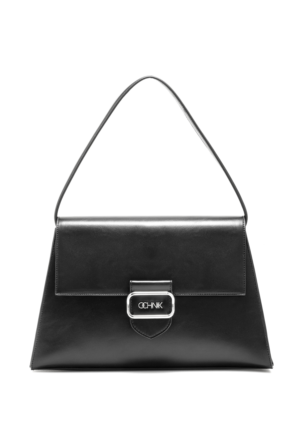 Elegancka czarna torebka damska TOREC-1068-99(Z25), widok produktu z przodu na białym tle.