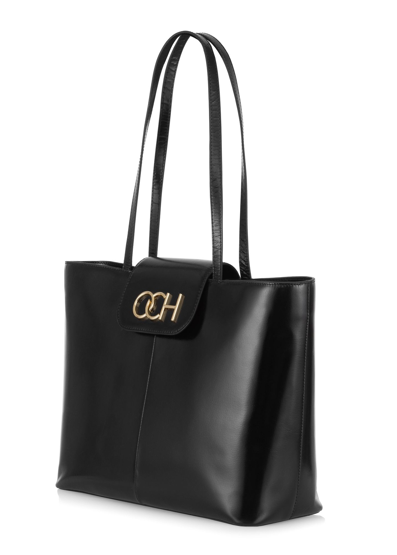 Czarna skórzana torebka shopper TORES-0996-99(W24)-02