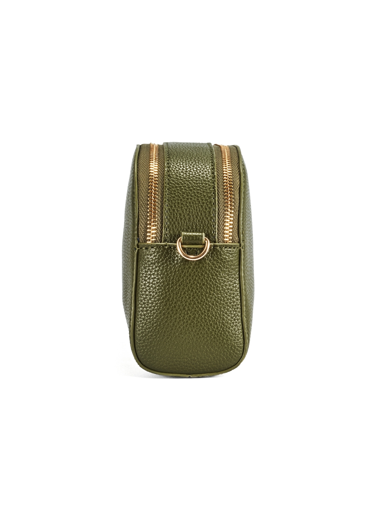 Mała torebka damska khaki TOREC-0036E-55(Z25), widok produktu bokiem na białym tle.