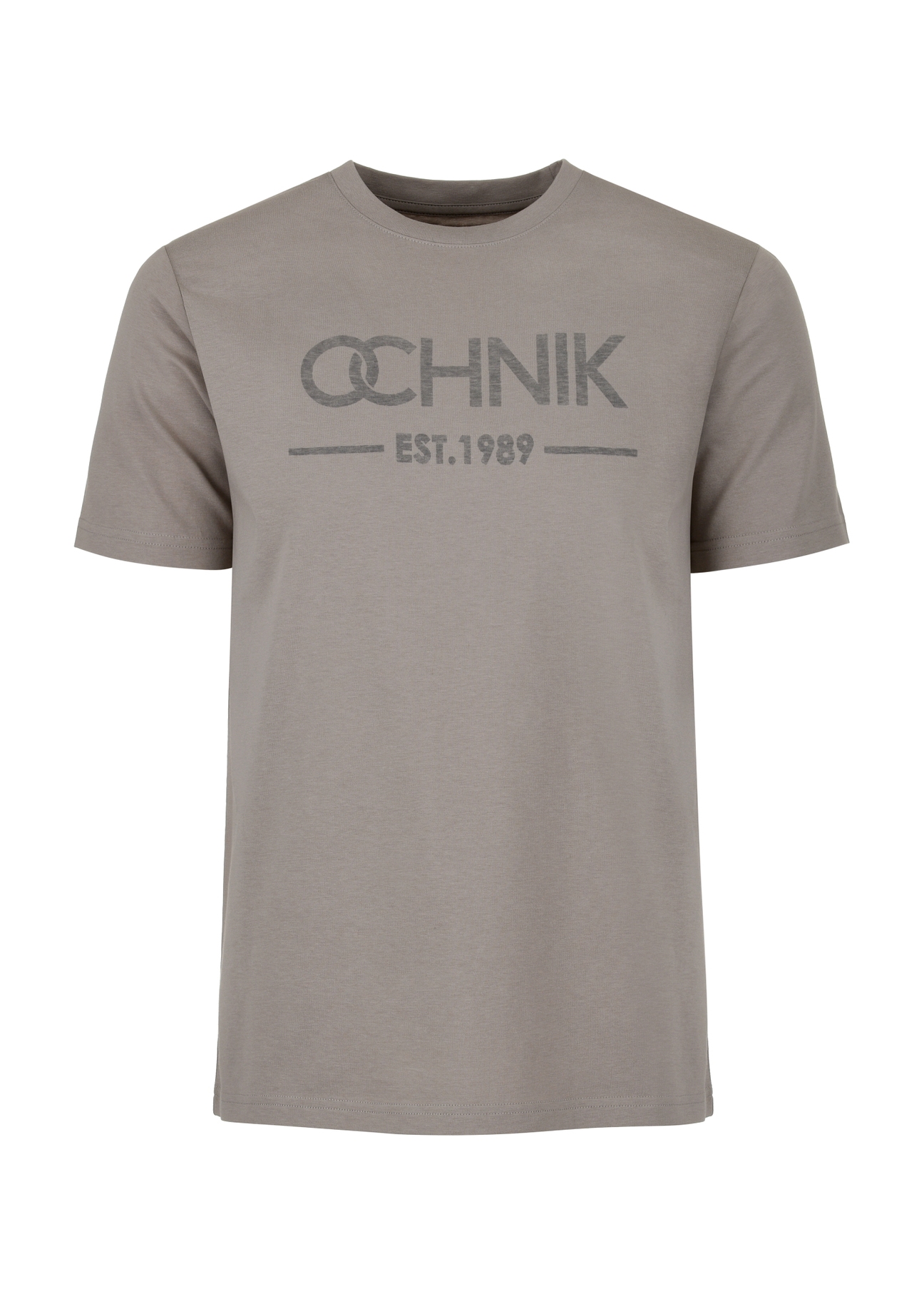 Szary T-shirt męski z logo TSHMT-0095-66(W24)-04