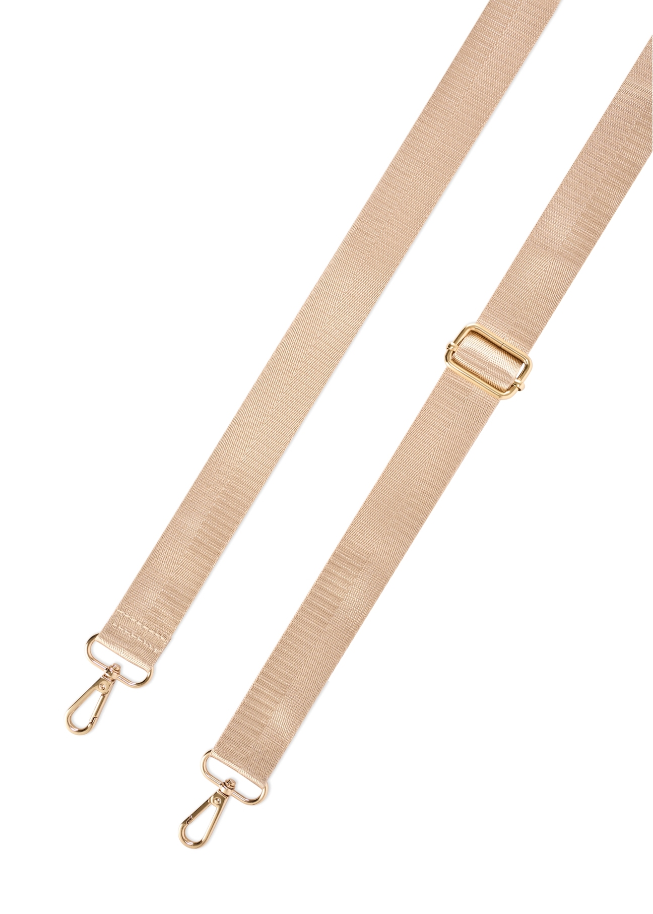 Beżowa torebka typu lunchbox TOREN-0346-1A(W26) - widok na paski, na białym tle. 