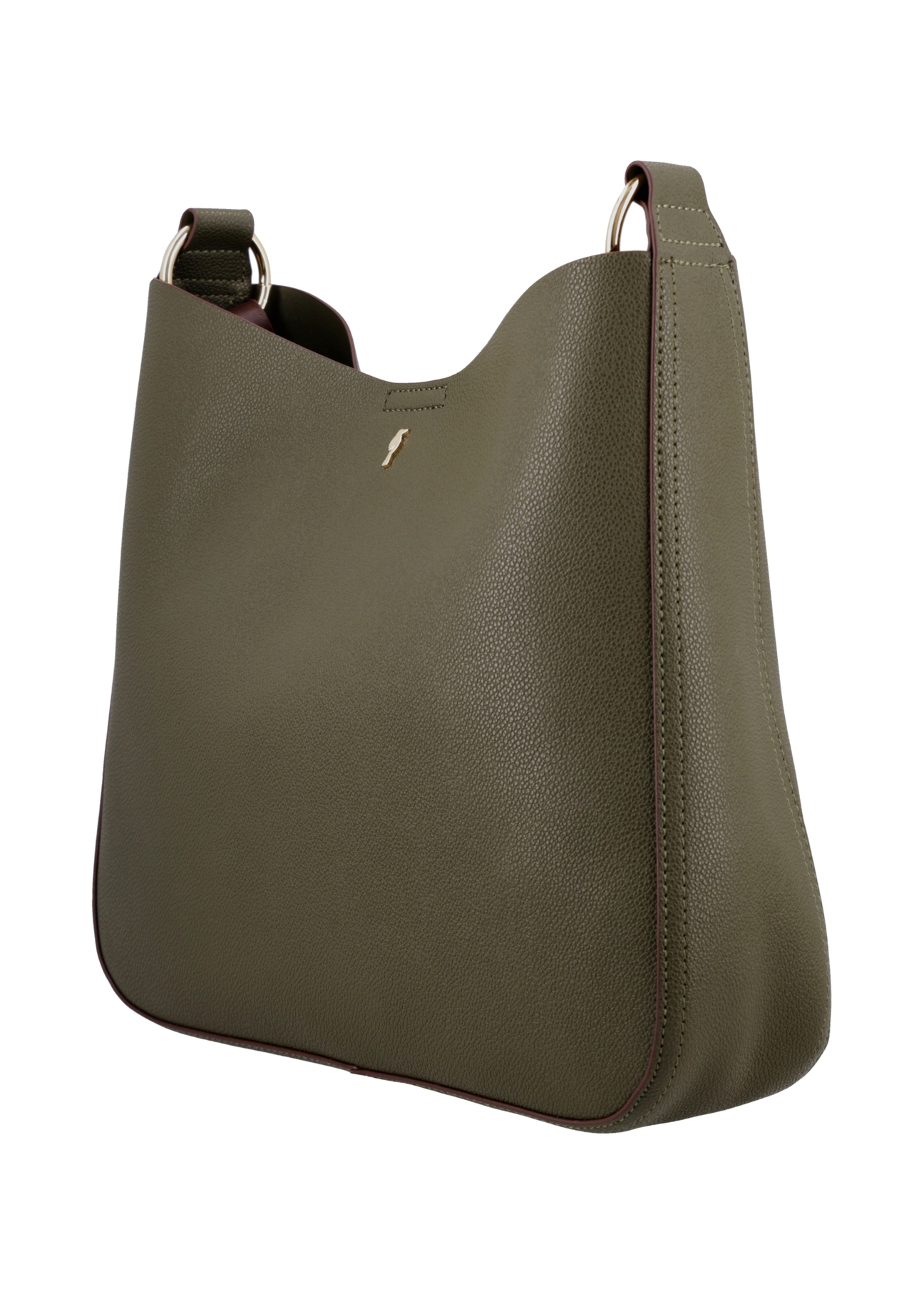 Zielona torebka damska hobo TOREC-1257-8B(Z26). Widok produktu skosem na białym tle.