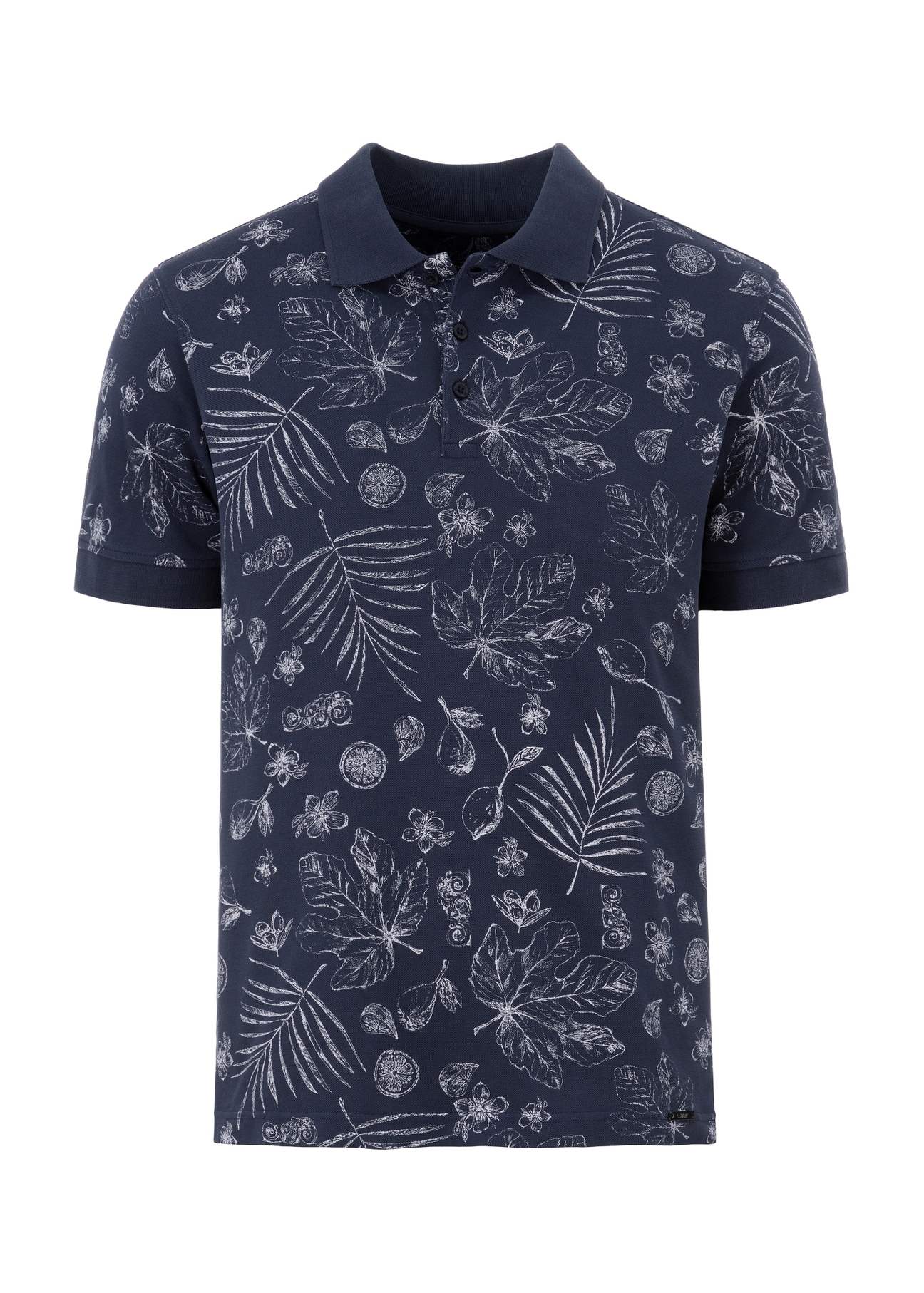 Granatowa wzorzysta koszulka polo POLMT-0057-69(W23)-04