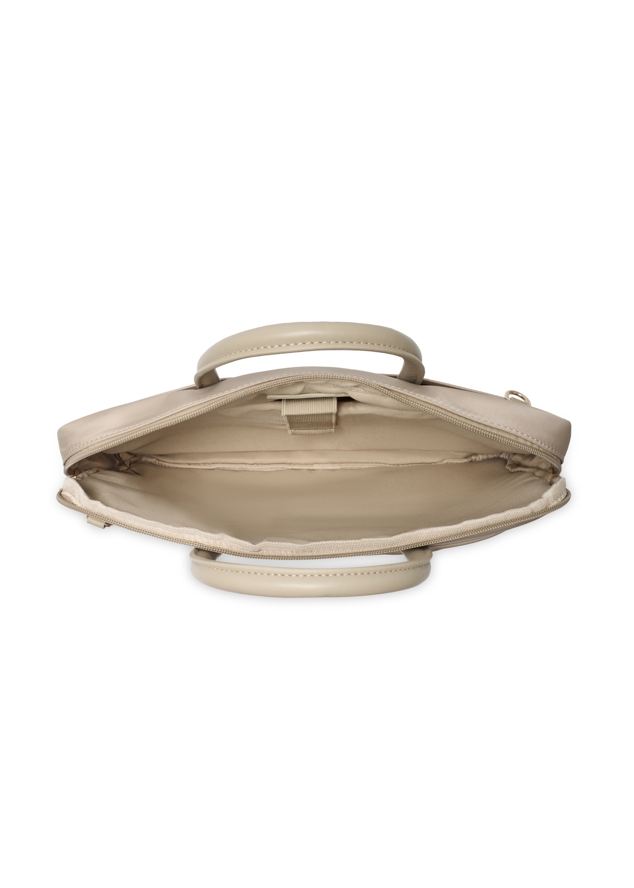 Beżowa damska torba na laptopa TOREN-0344-1A(W26), widok produktu w środku na białym tle.