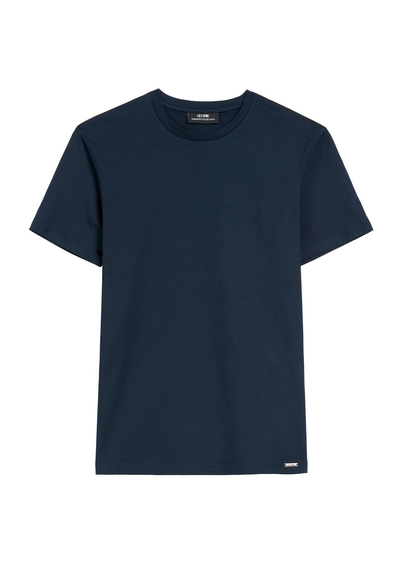 Granatowy bawełniany t-shirt męski TSHMT-0108-68(Z25), widok produktu z przodu na białym tle.