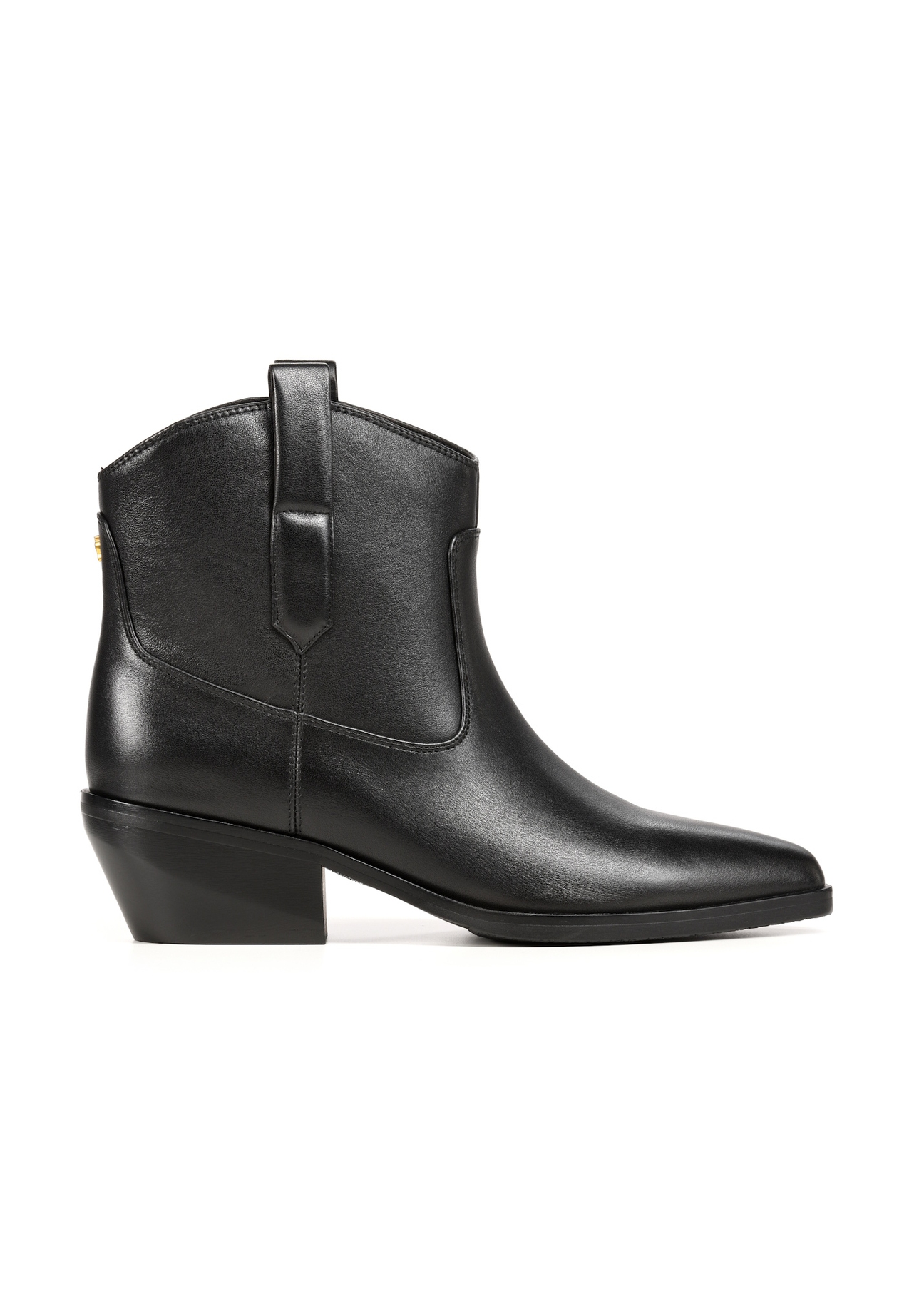 Skórzane botki damskie BUTYD-1209-99(Z25), widok produktu z boku na białym tle.