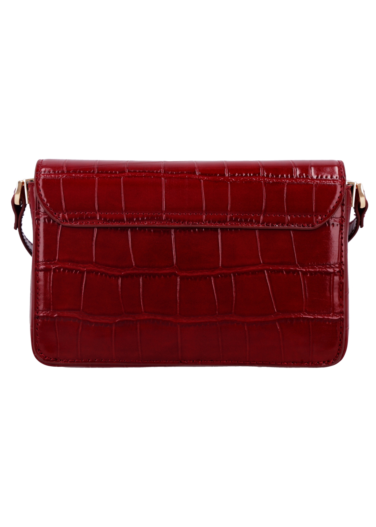 Elegancka czerwona torebka damska TOREC-1251-4C(Z26), widok produktu z tyłu na białym tle.