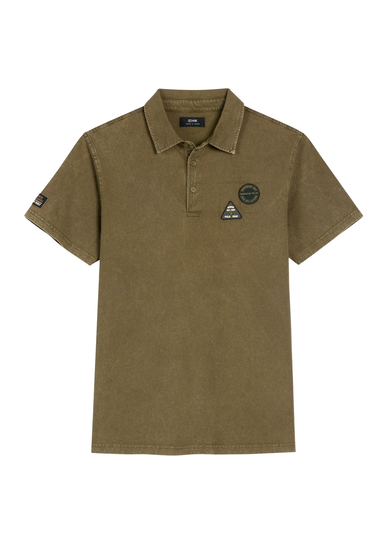 Koszulka polo męska w kolorze khaki POLMT-0083-8D(W26)