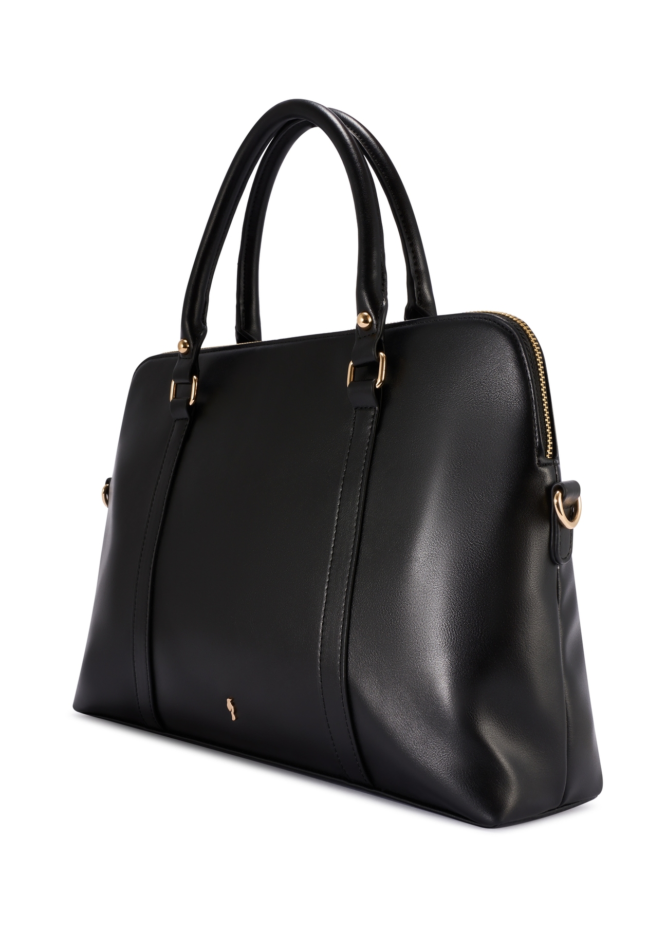 Czarna damska torba na laptopa TOREC-1130-99(W26), widok produktu skosem na białym tle.