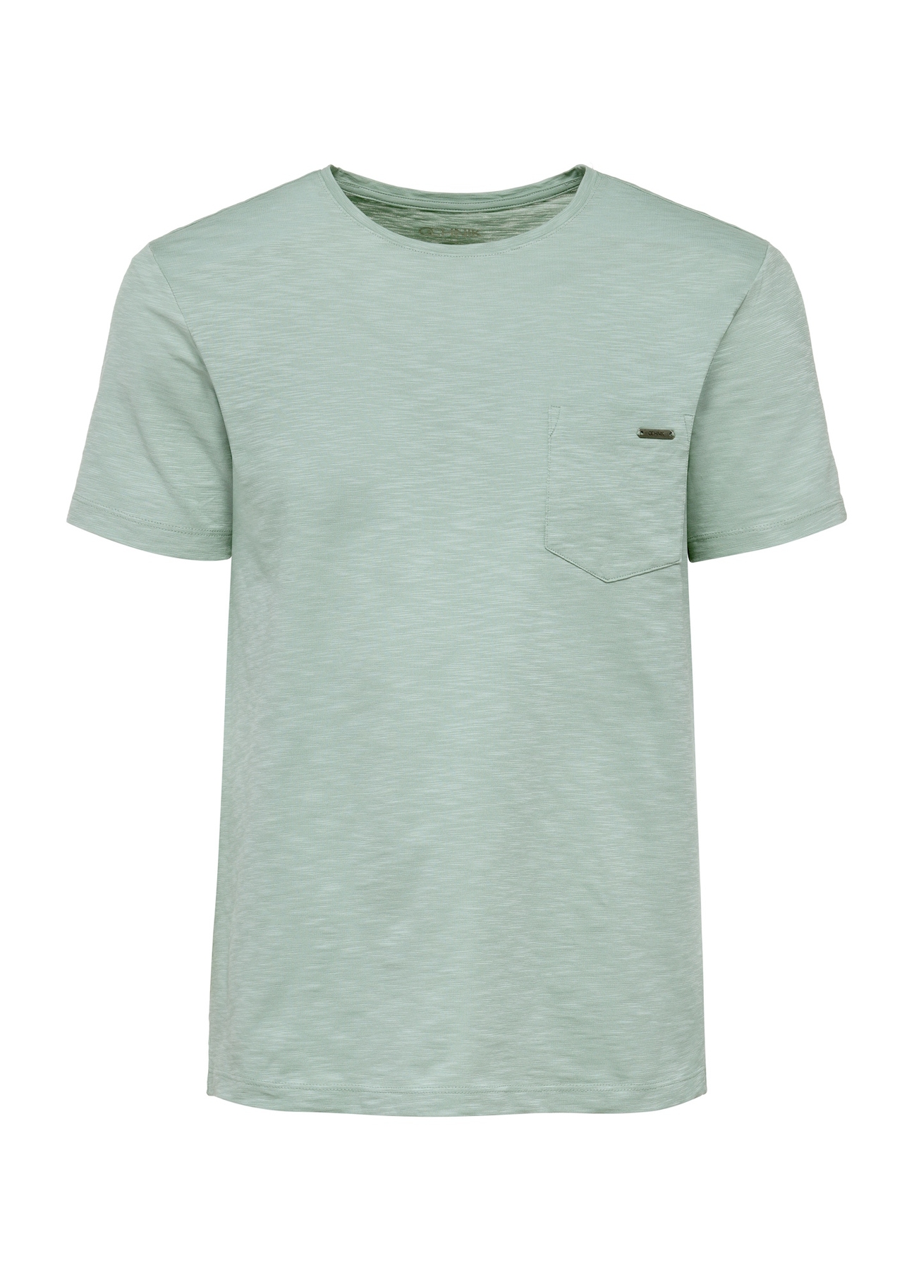 Zielony bawełniany t-shirt męski TSHMT-0121-52(W25), widok produktu z przodu na białym tle.