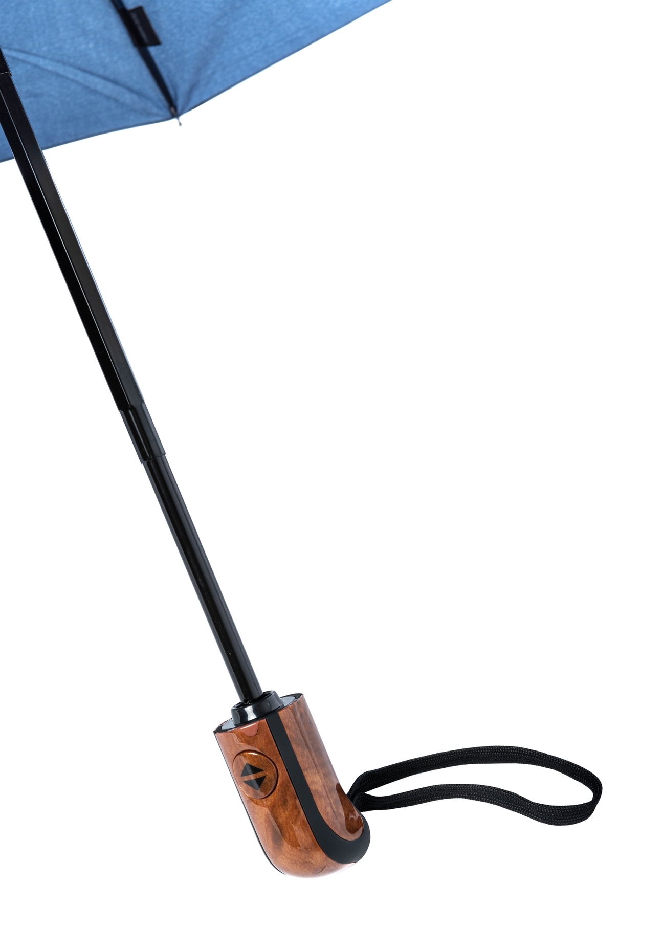 Granatowy parasol męski PARSM-0030-7D(W26), widok rączki produktu na białym tle.